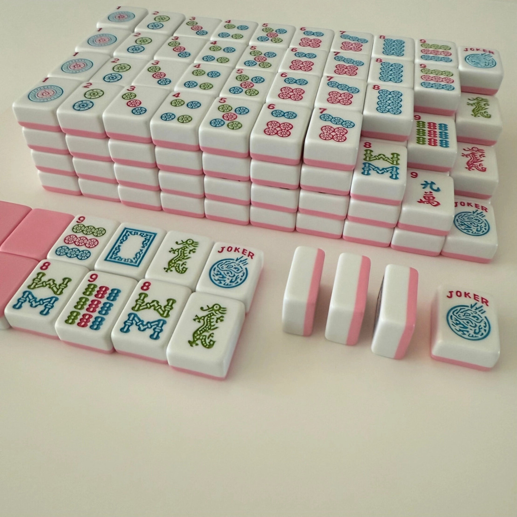 Mahjong Studios Rose Dragon American Mahjong  Bundle  - Multi-Color Trays and Pastel Mat