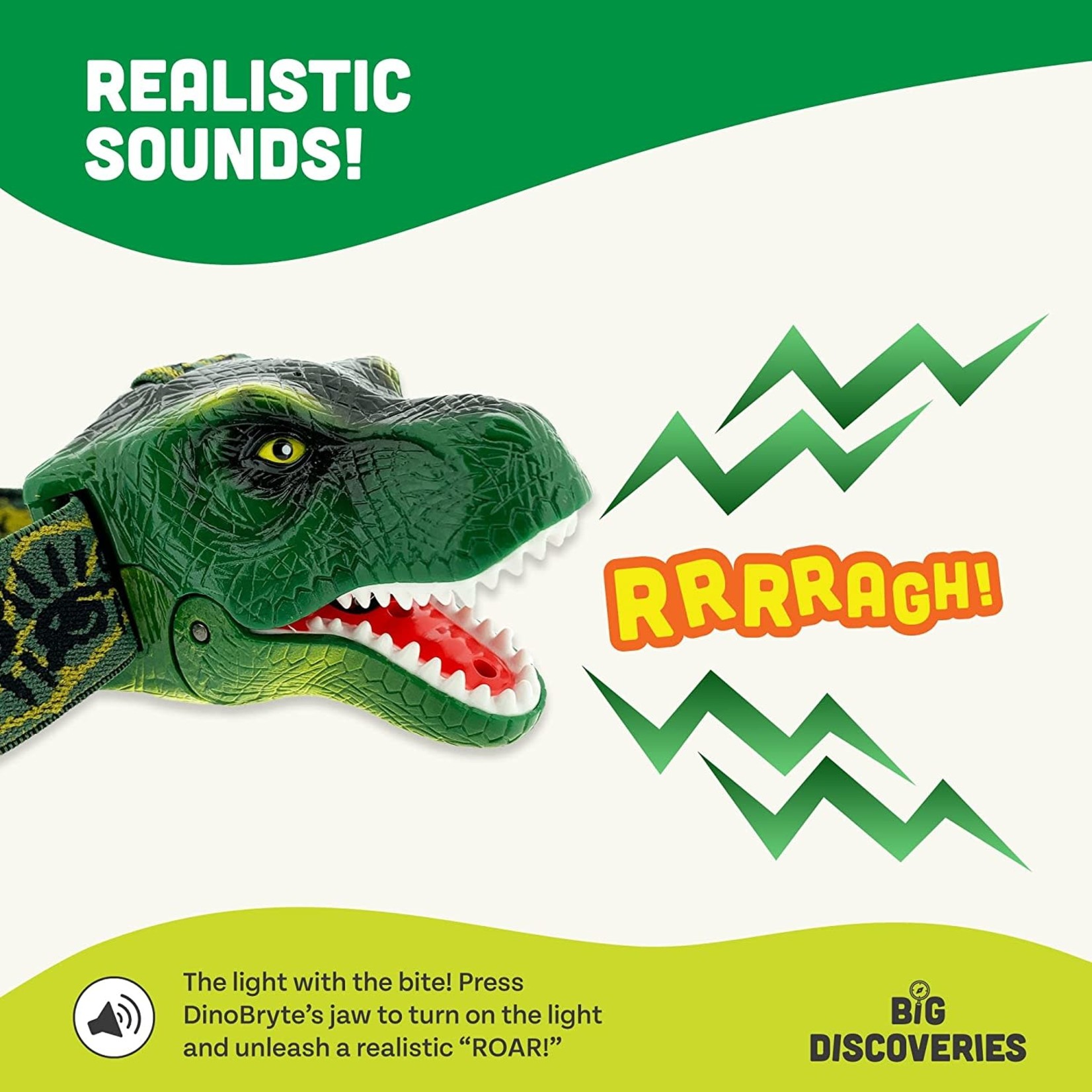 DynoBryte Dinosaur Headlamp - T-Rex Toy Headlight for Kids