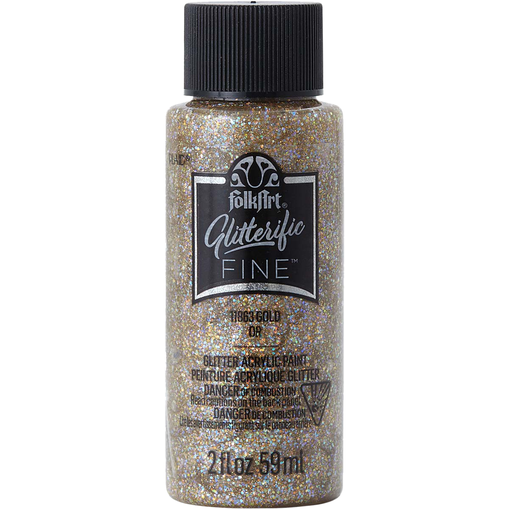 Plaid - FolkArt FolkArt Glitterific Fine Paint Gold, 2 fl oz