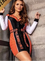 Pitbull Short Dress Orange and  White