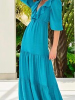 Elegant Long Sleeve Blue  Dress