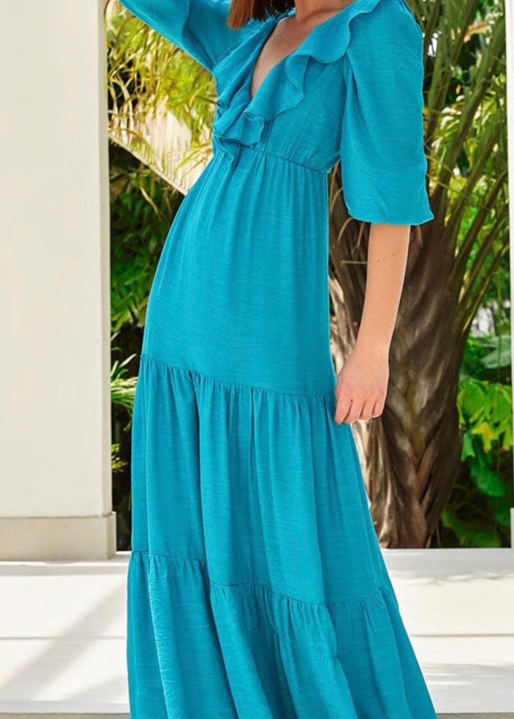 Elegant Long Sleeve Blue  Dress