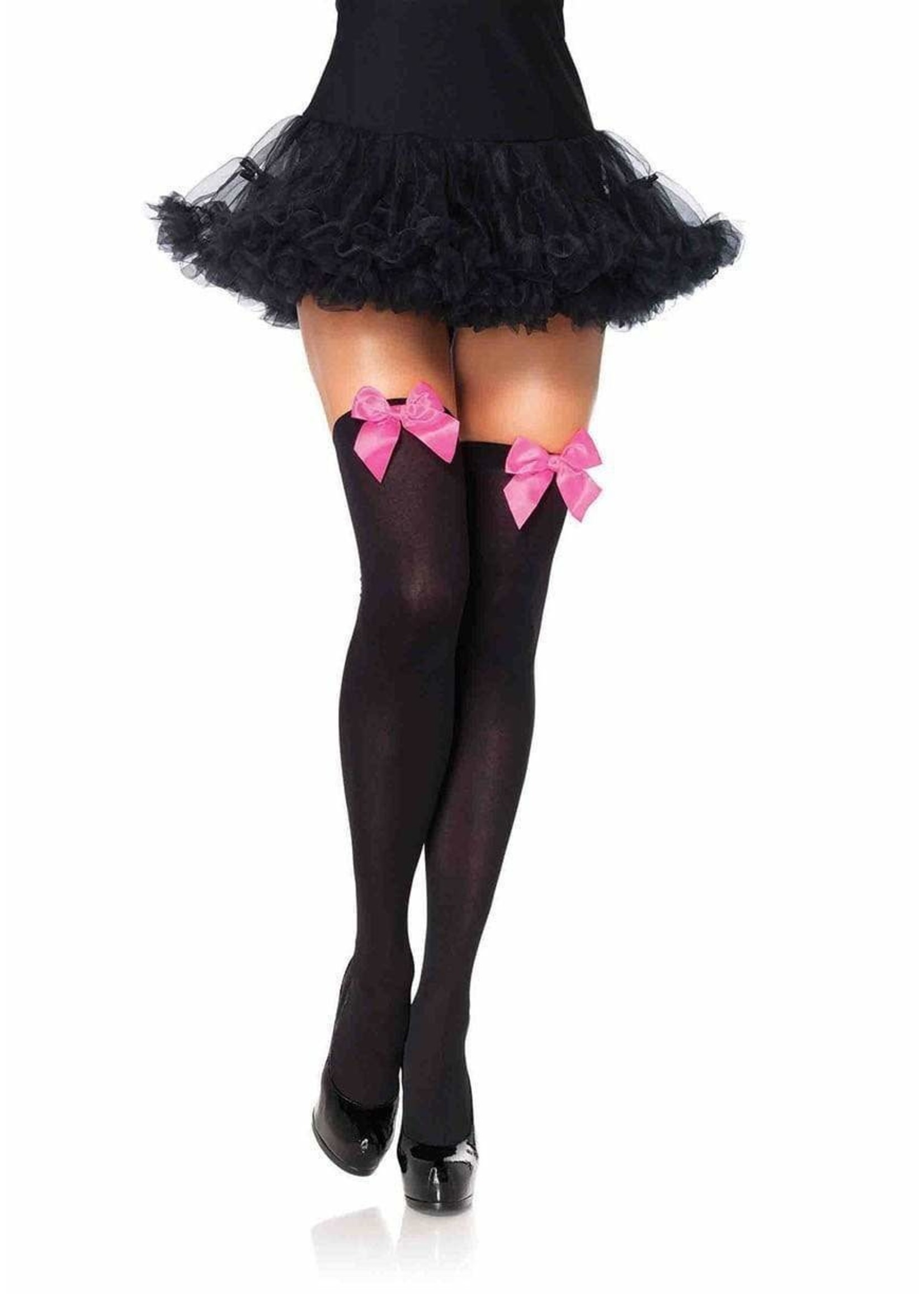 Leg Avenue Leg Avenue - Nylon Over The Knee W/Bow O/S BLACK/N.PINK