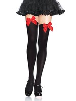 Leg Ave - Nylon Over The Knee W/Bow O/S BLACK/RED