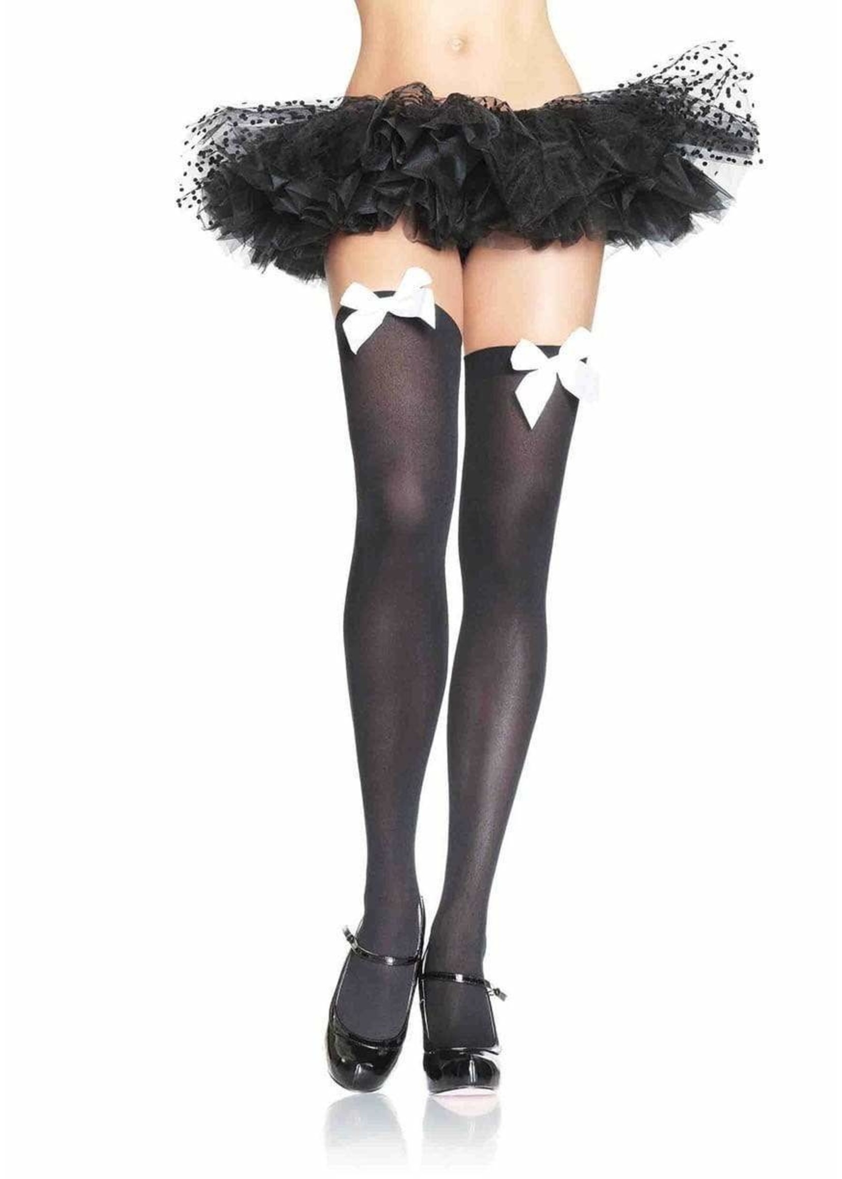 Leg Avenue Leg Avenue - Nylon Over The Knee W/Bow O/S BLACK/WHITE