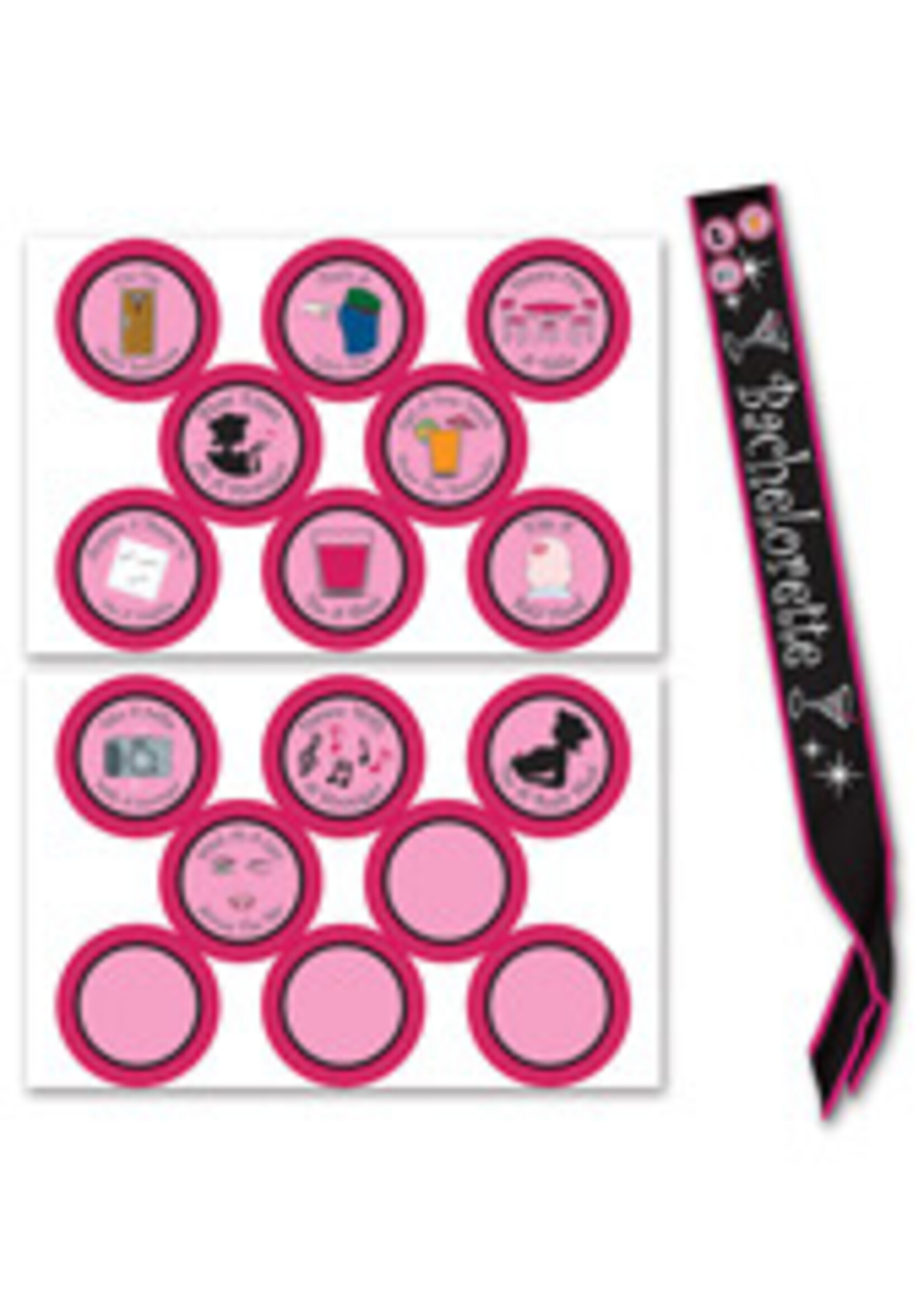 Beistle Bachelorette Sash w/Stick On Badges