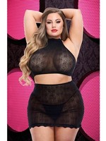 Lapdance Jacquard Crop Top & Skirt Set - blk QS