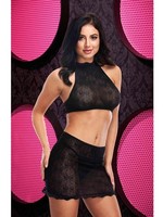 Lapdance Jacquard Crop Top & Pants Set - blk OS