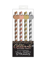 Candy Prints Glitterati Boobie Party Tall Straws - Pack of 8