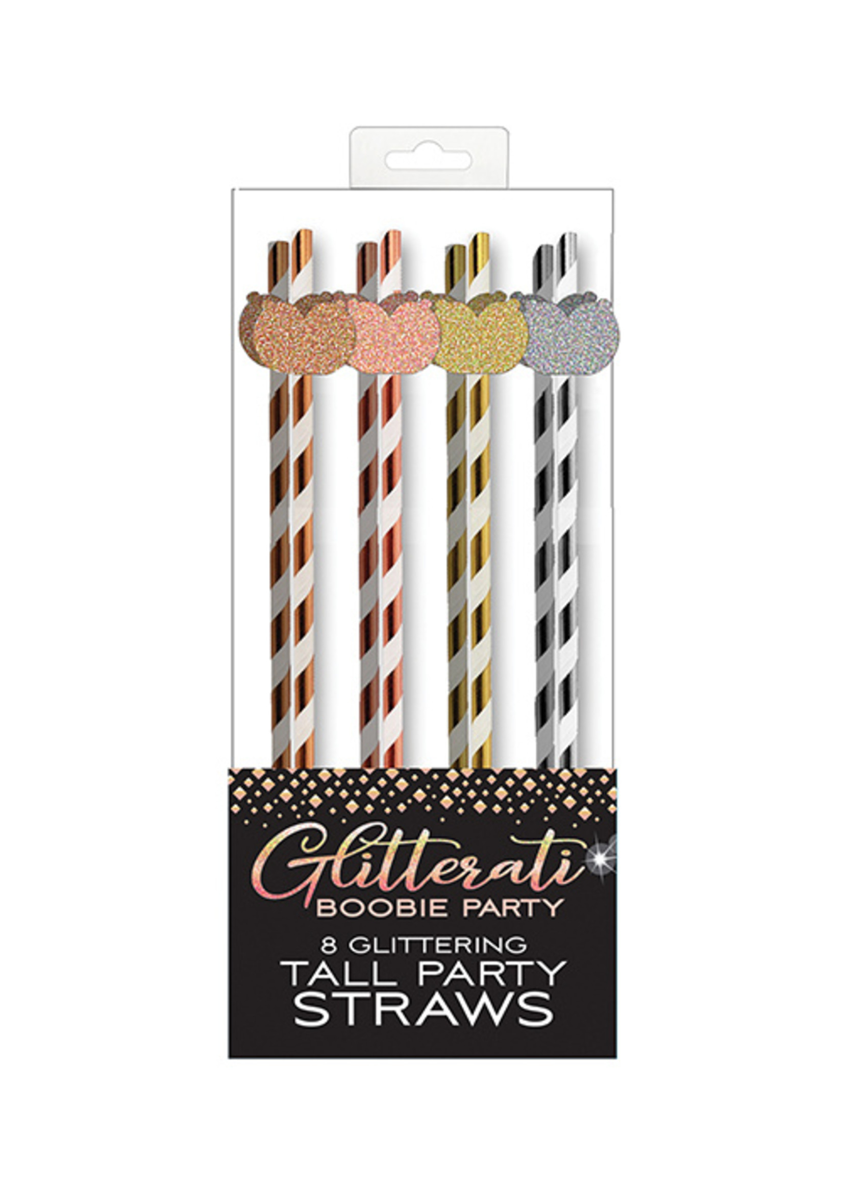 Candy Prints Glitterati Boobie Party Tall Straws - Pack of 8