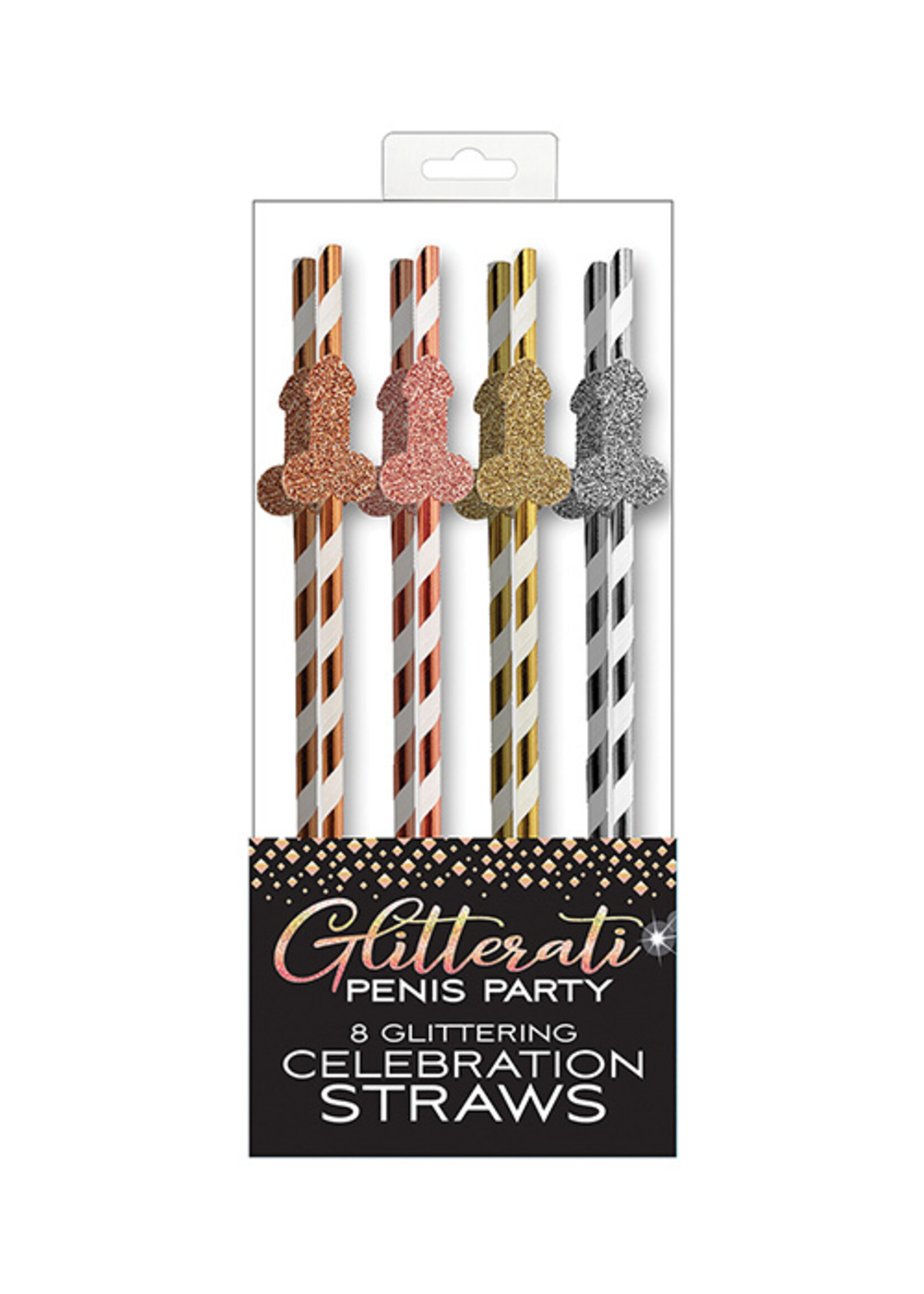 Little Genie Glitterati Tall Penis Party Straws - Pack of 8