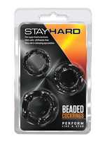 Stay Hard Stay Hard Beaded Cock Rings - Black