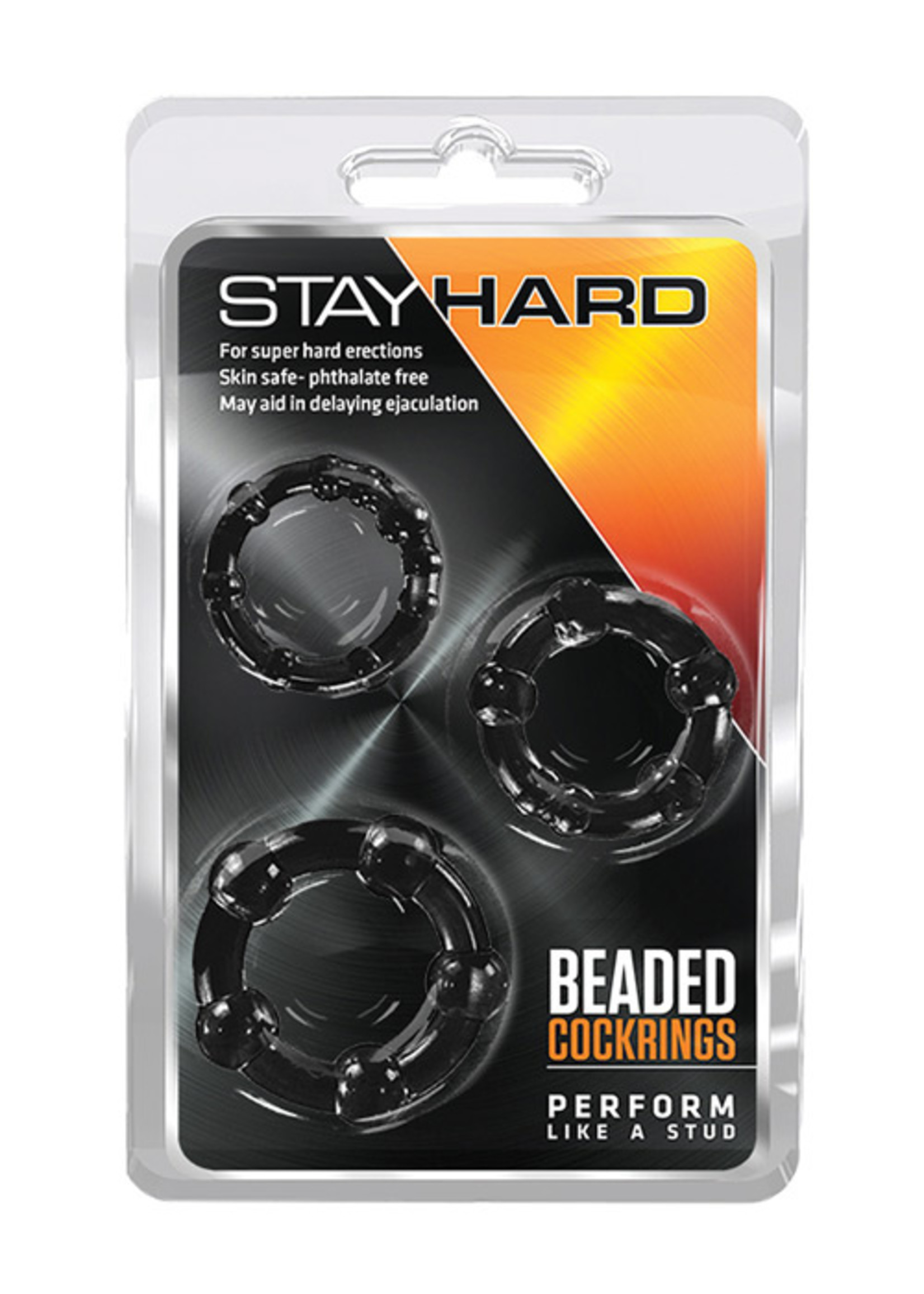 Stay Hard Stay Hard Beaded Cock Rings - Black
