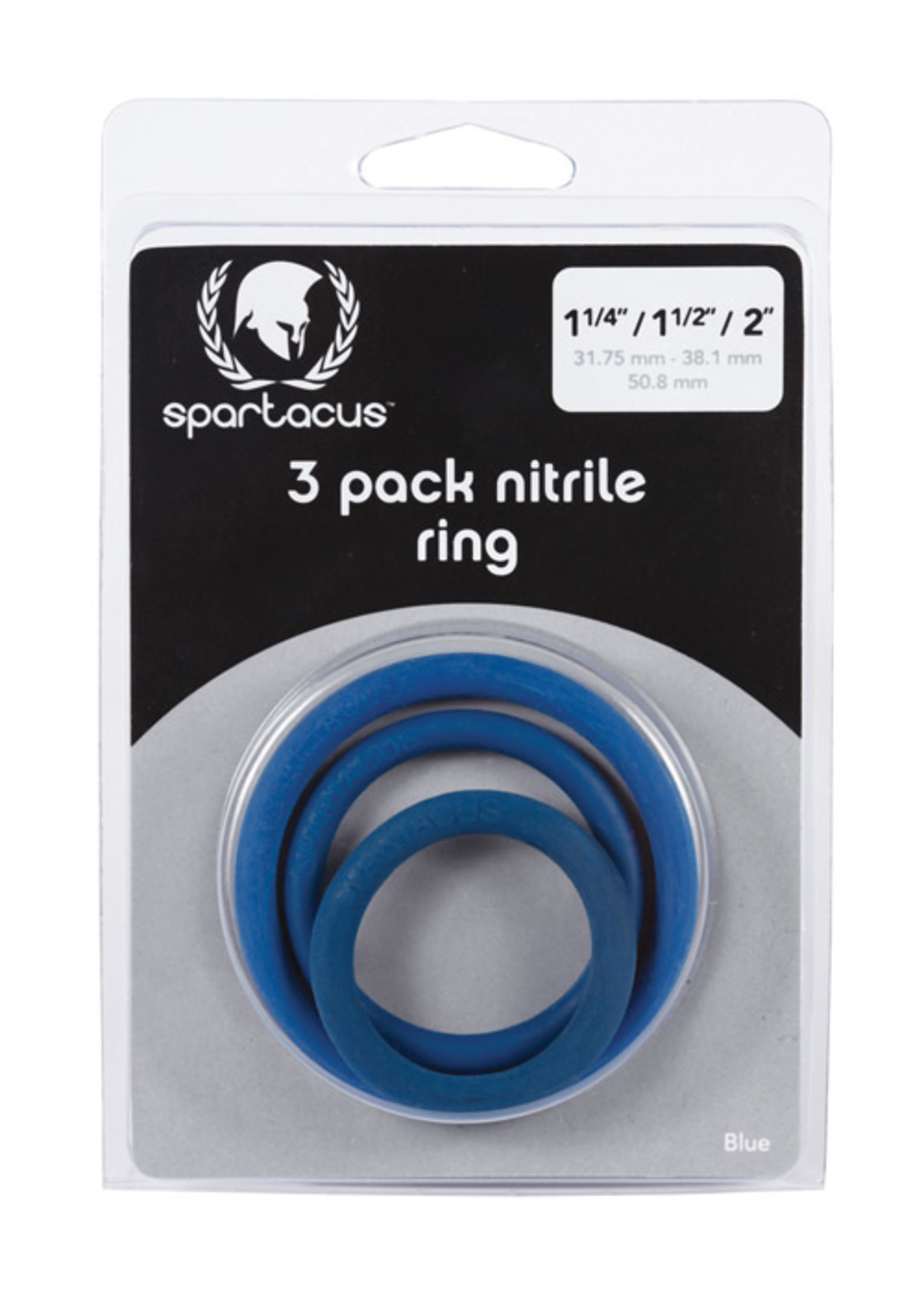 Spartacus Spartacus Rubber Cock Ring Set- Blue Pack of 3
