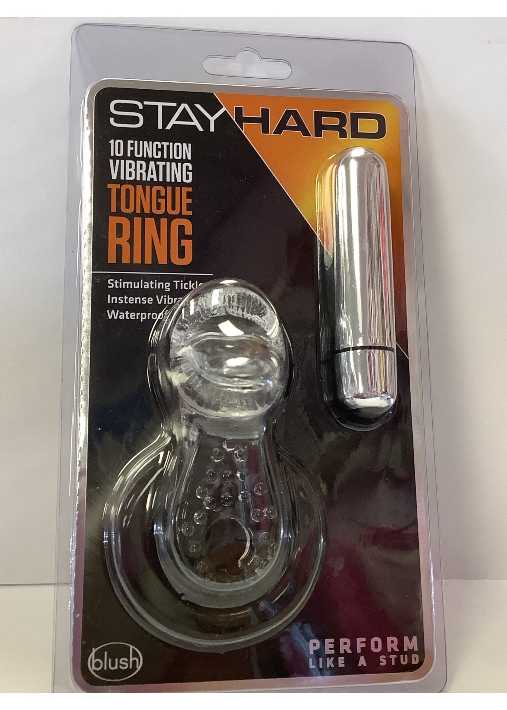 Stay Hard Blush Stay Hard Vibrating Tongue Ring - 10 Function Clear