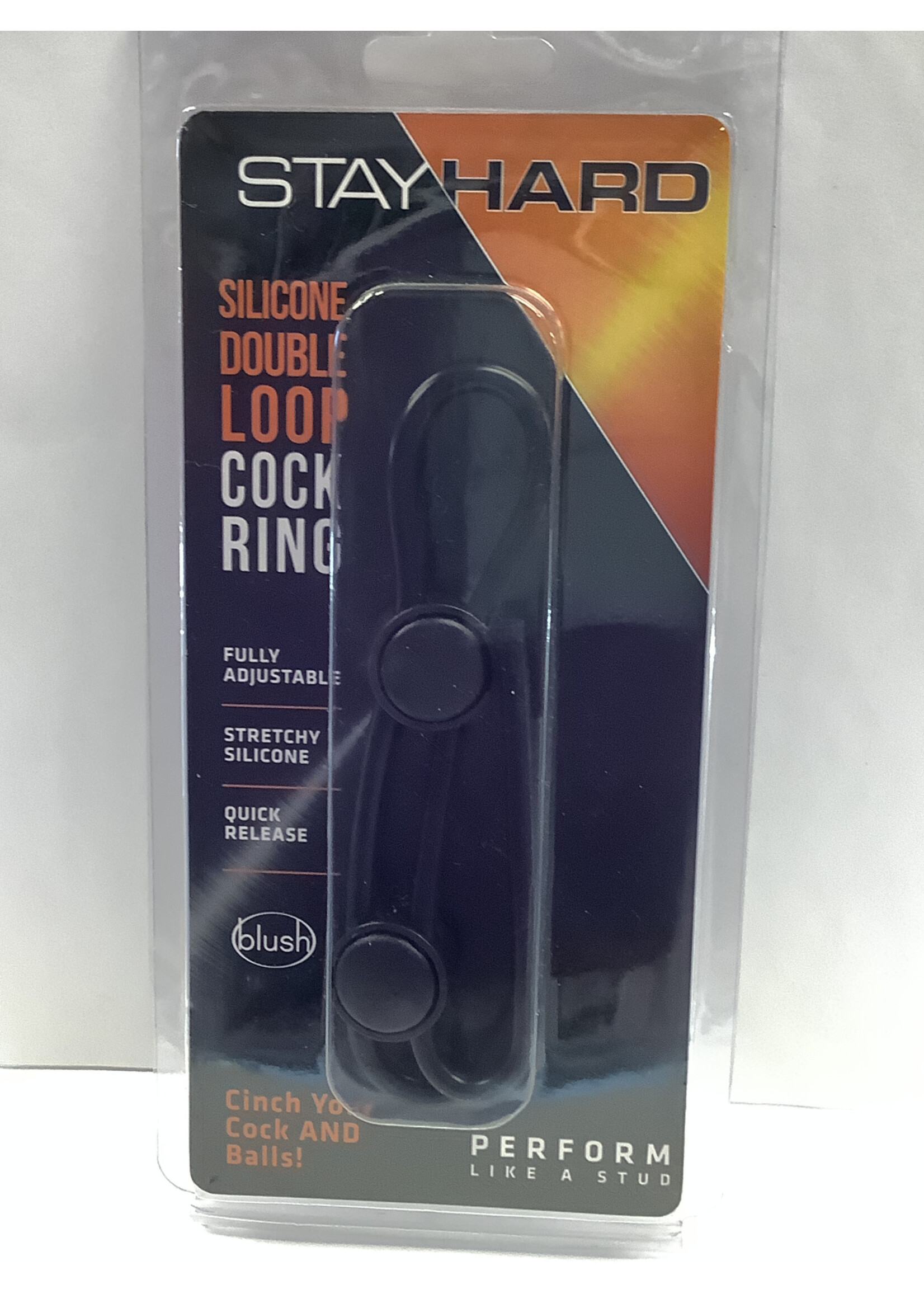 Stay Hard Blush Stay Hard Silicone Double Loop Cock Ring - Black
