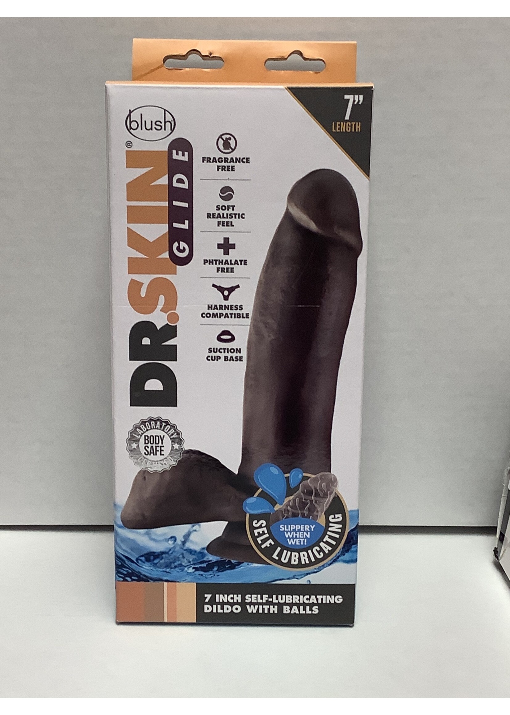 Dr. Skin Glide Blush Dr. Skin Glide 7" Self Lubricating Dildo - Chocolate