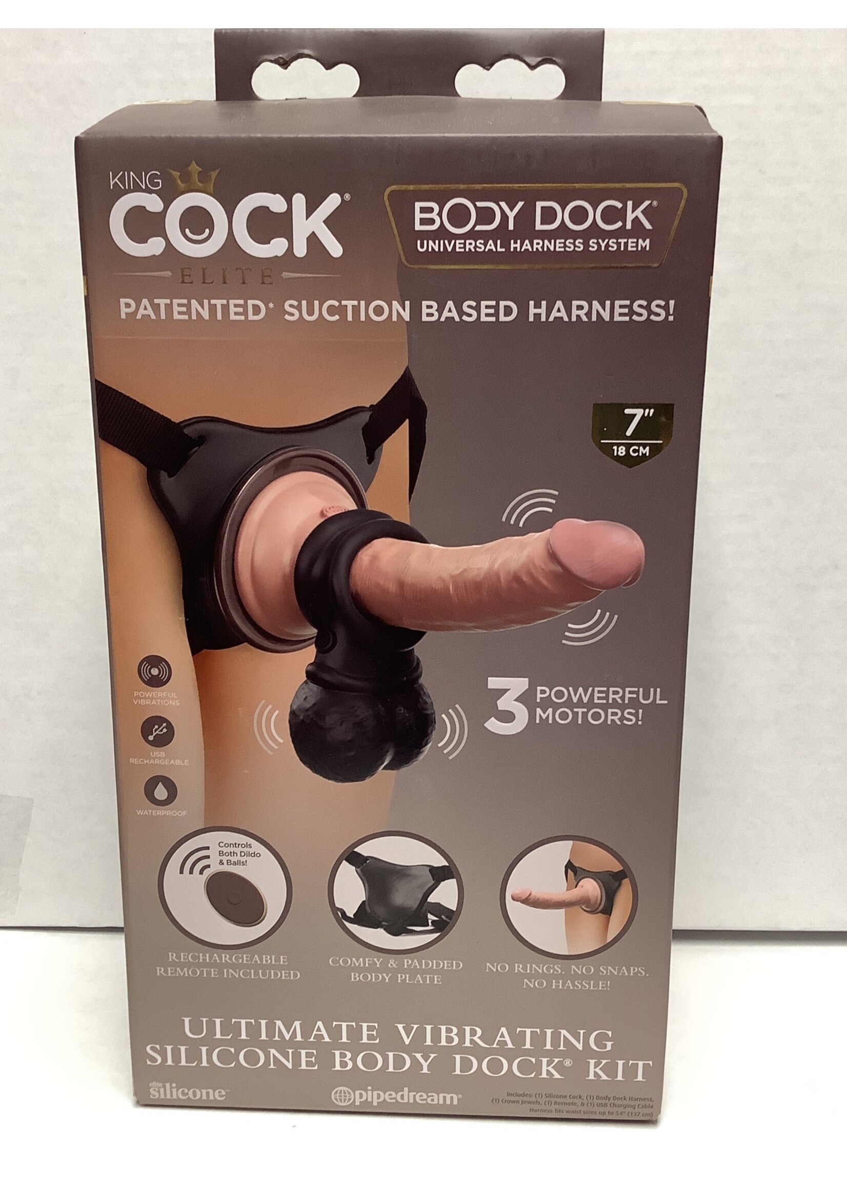 King Cock Elite King Cock Elite Ultimate Vibrating Silicone Body Dock Kit w/Remote