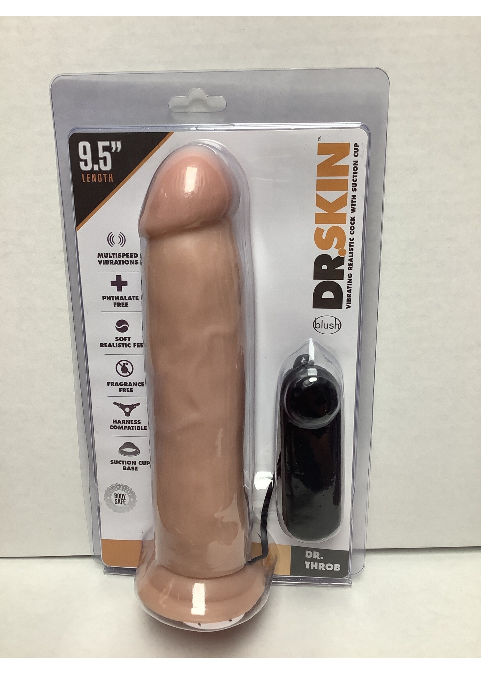 Dr. Skin Blush Dr. Skin Dr. Throb 9.5" Cock w/Suction Cup - Vanilla