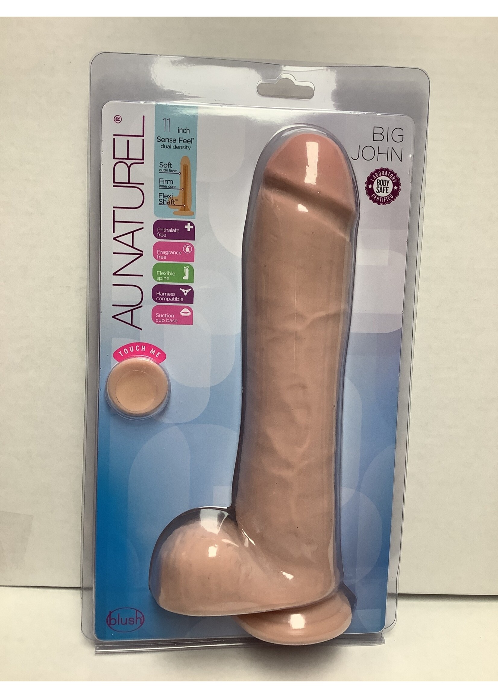 Au Naturel Blush Au Naturel Big John 11.5" Sensa Feel Dual Density Dong w/Suction Cup - Vanilla