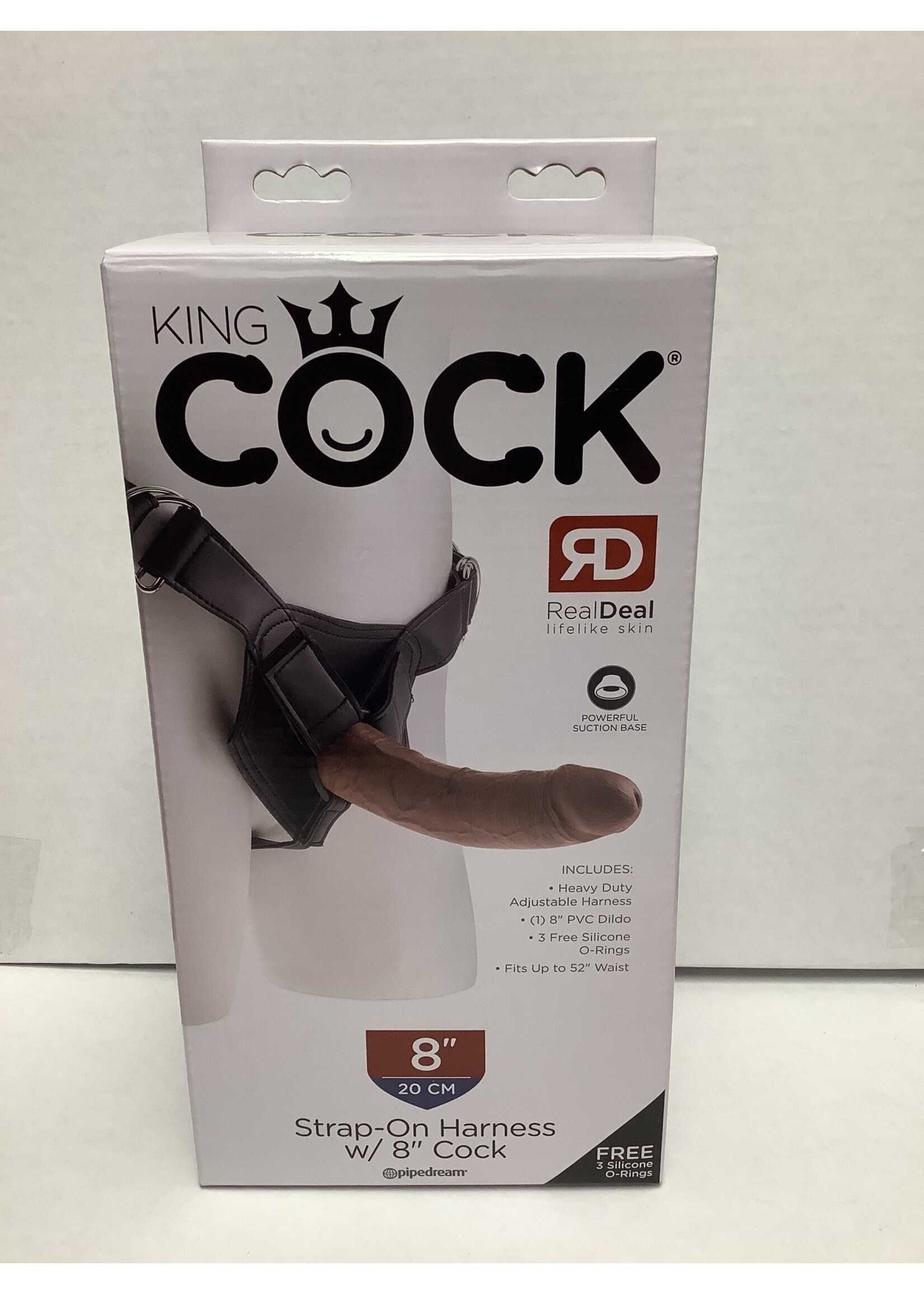 King Cock King Cock Strap On Harness w/8" Cock - Brown