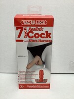 Vac-U-lock Ultra Harness 2 Set 2 w/7" Realistic Dong & Powder - Flesh