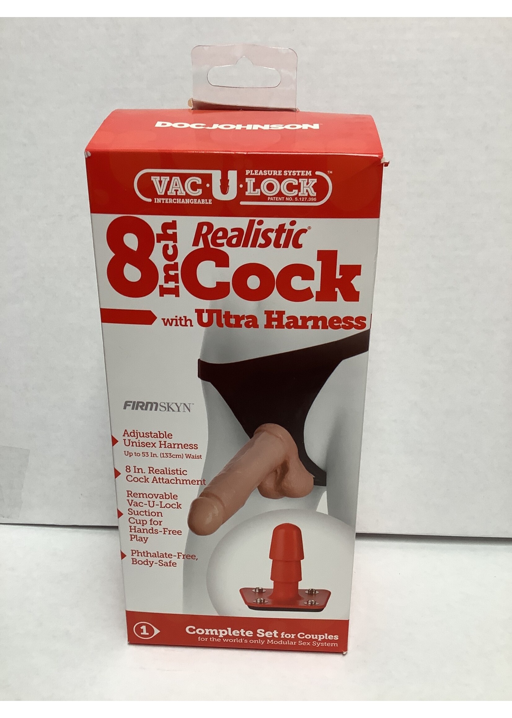 Vac-U-lock Ultra Harness 2 Set 3 w/8" Realistic Dong & Powder