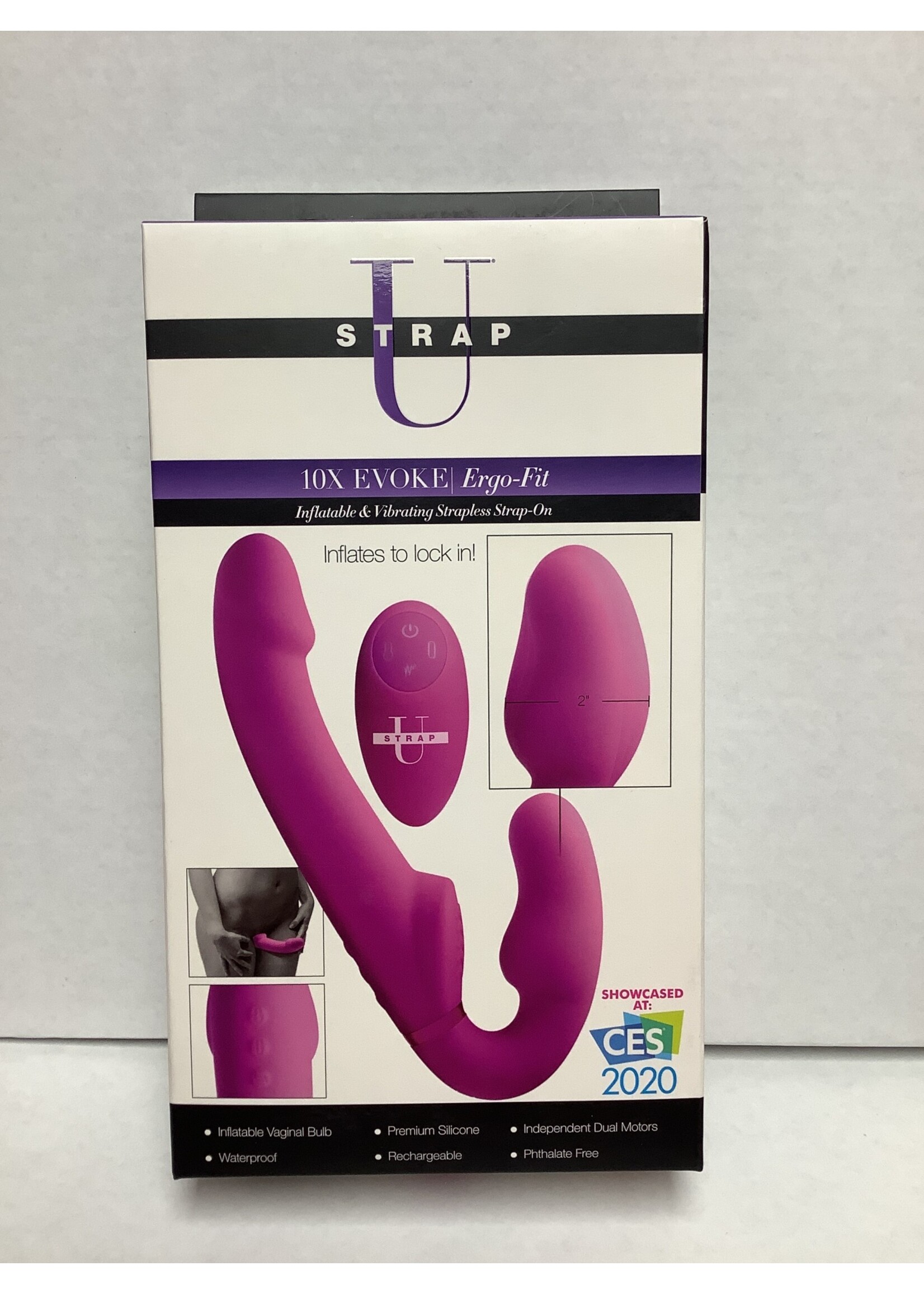 Strap U Strap U Evoke Ergo Fit Strapless Strap On Dildo w/Remote - Pink