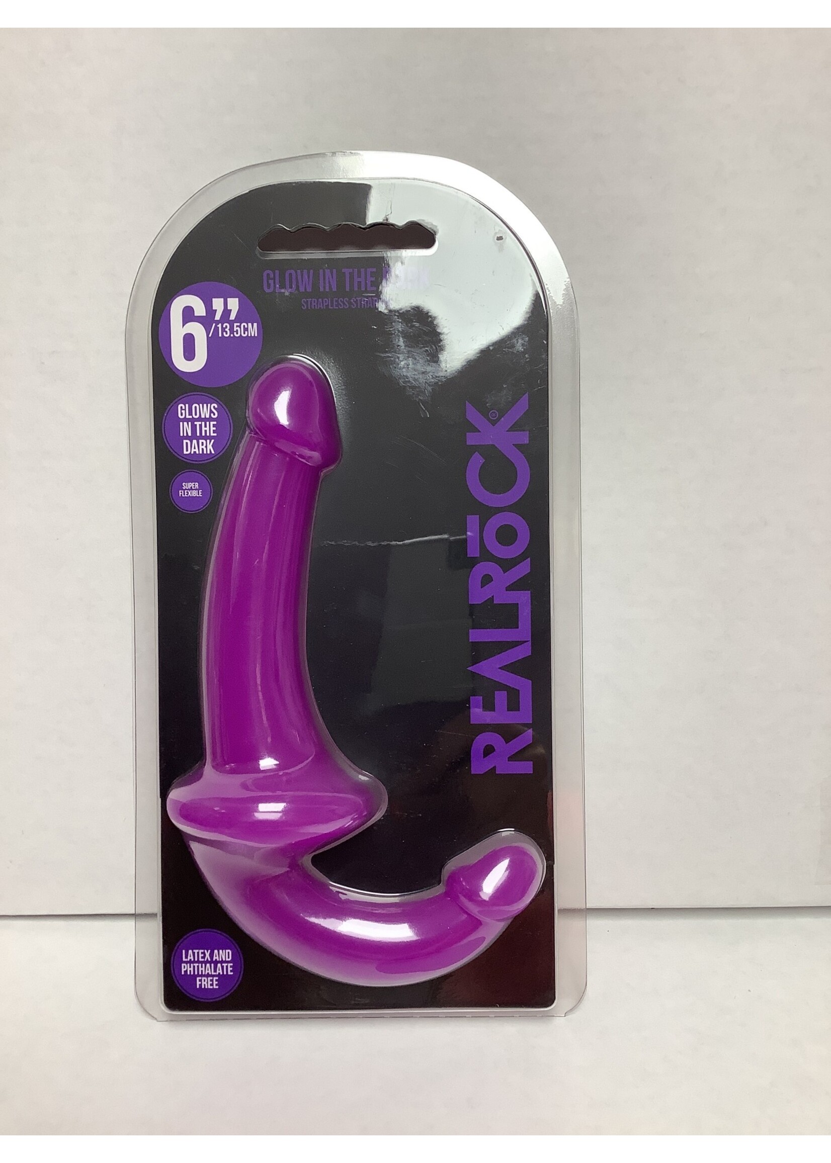 RealRock Shots RealRock 6" Strapless Strap On Glow in the Dark - Neon Purple