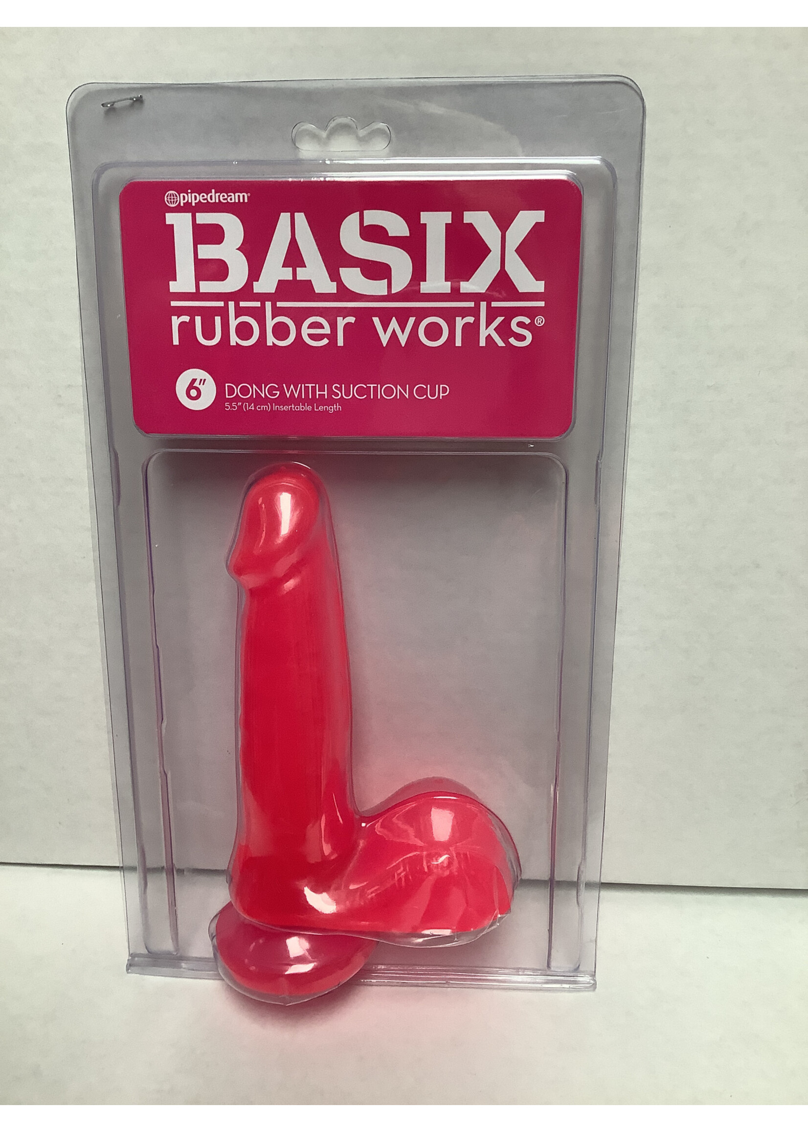 Basix Rubber Works Basix Rubber Works 6" Dong w/Suction Cup - Pink