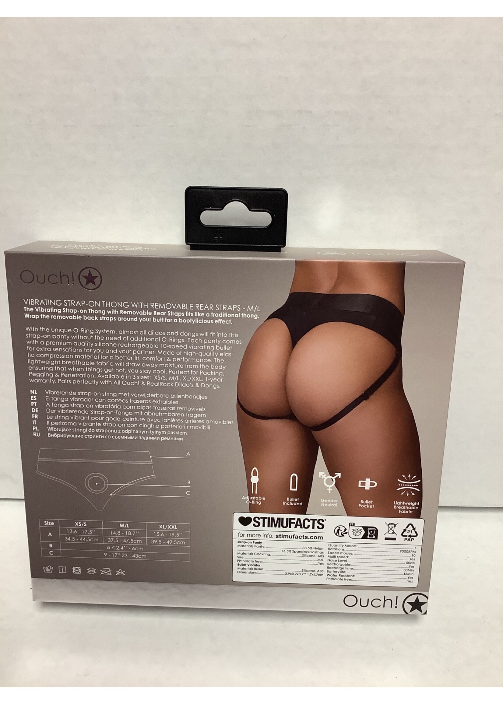 Ouch Vibrating Strap-On Thong With Removable Straps M/L