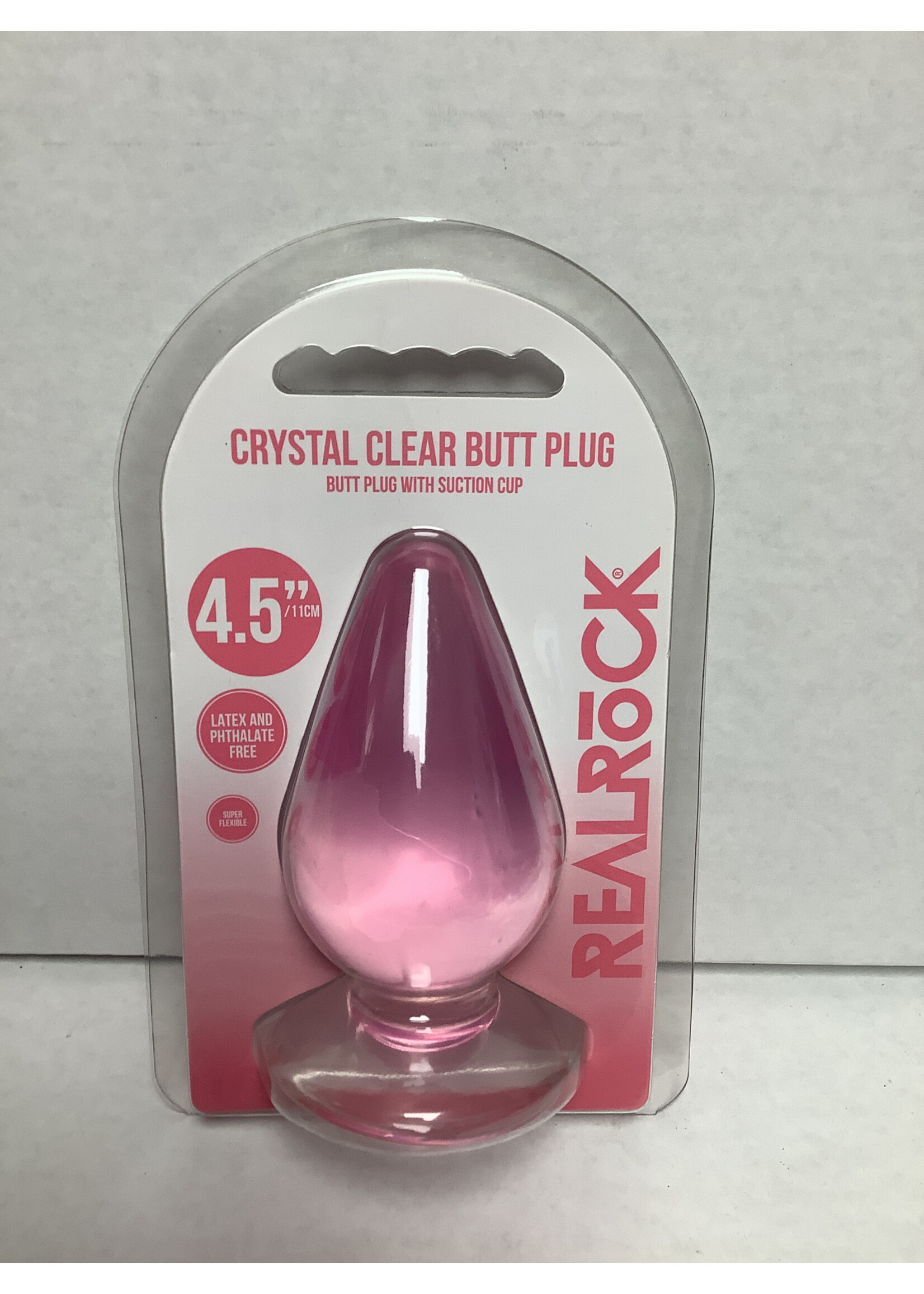 RealRock Shots RealRock Crystal Clear 4.5" Anal Plug - Pink