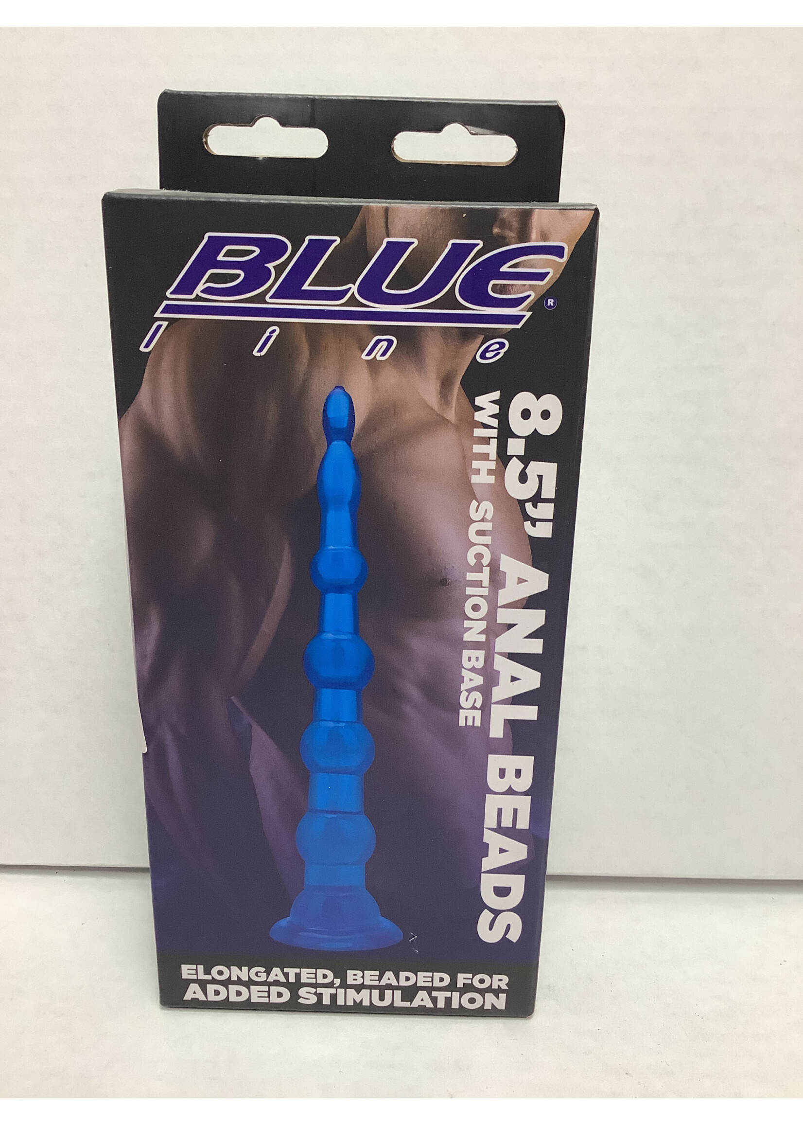 Blue Line Blue Line C & B 8.5" Anal Beads w/Suction Base - Jelly Blue