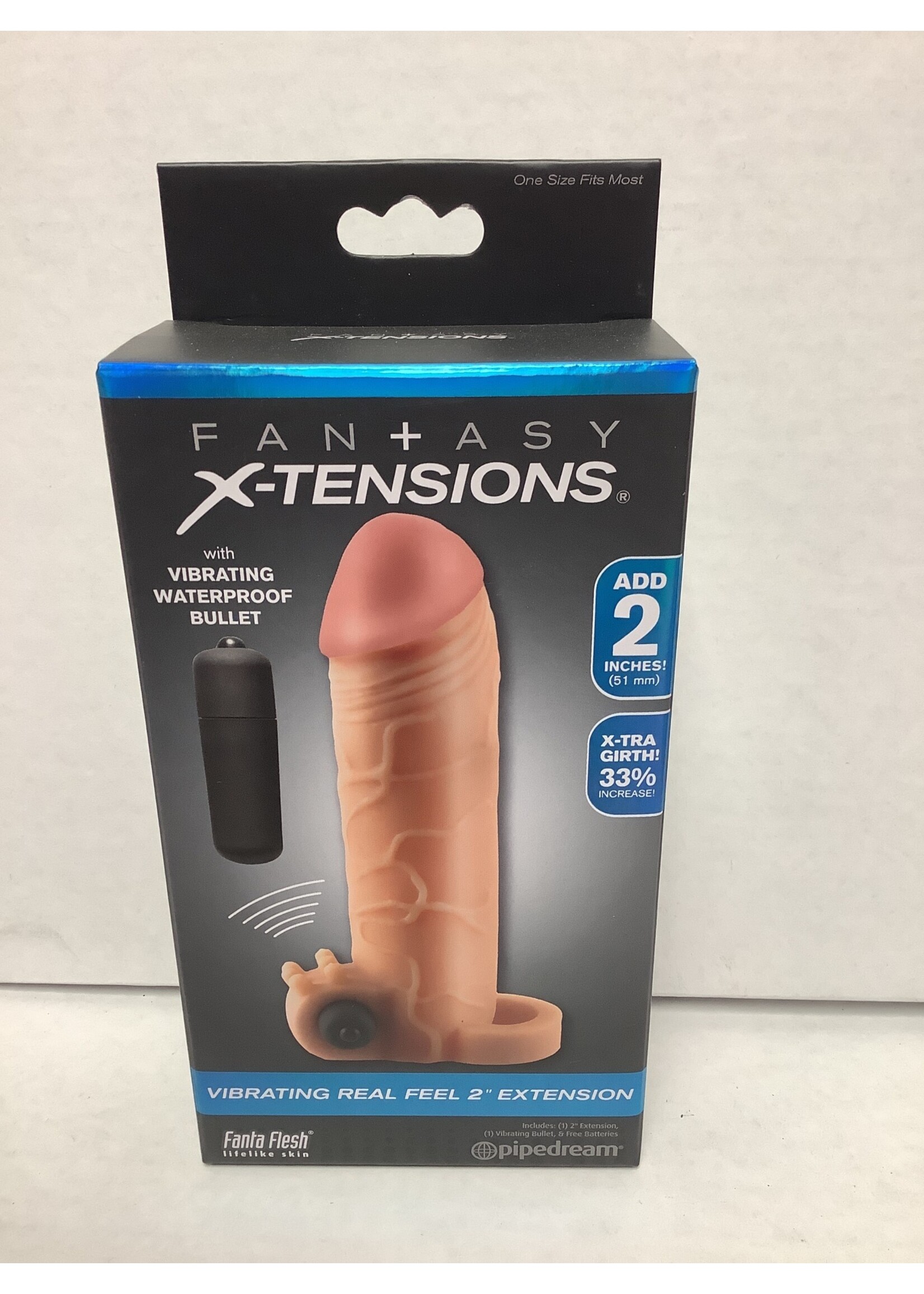 Fantasy X-tensions Fantasy X-tensions Vibrating Real Feel 2" Extension w/Ball Strap - Flesh