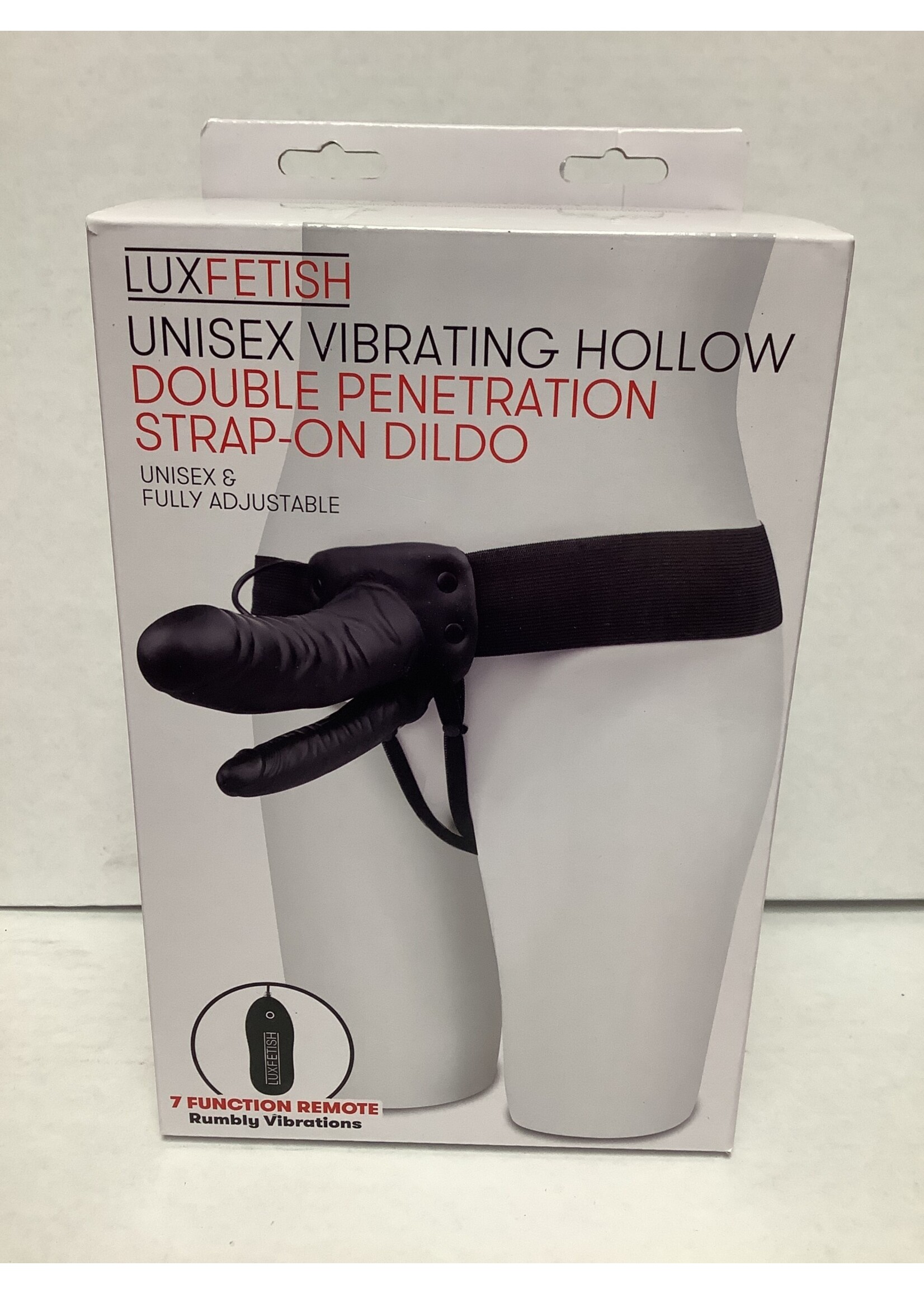 Lux Lux Fetish Unisex Vibrating Hollow Double Penetration Strap On Dildo