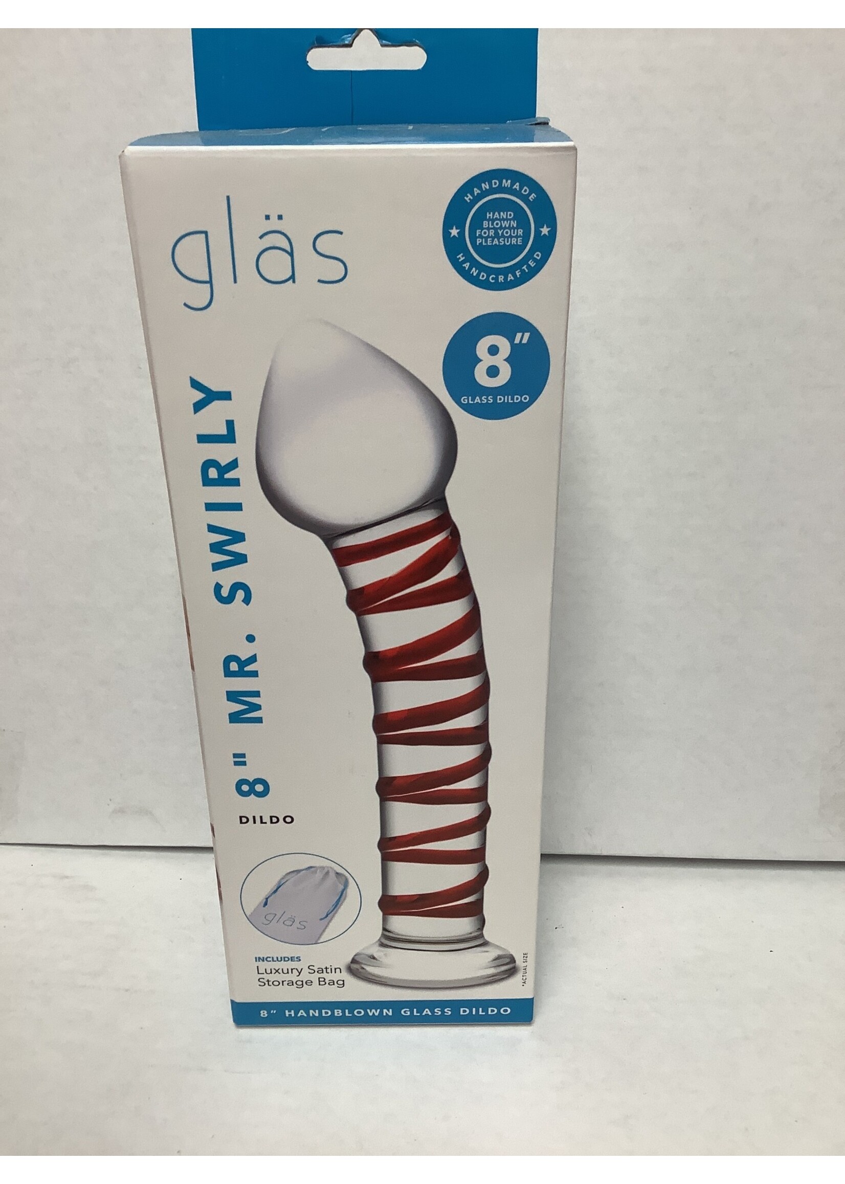 glas Glas 8" Mr. Swirly Glass Dildo - Red