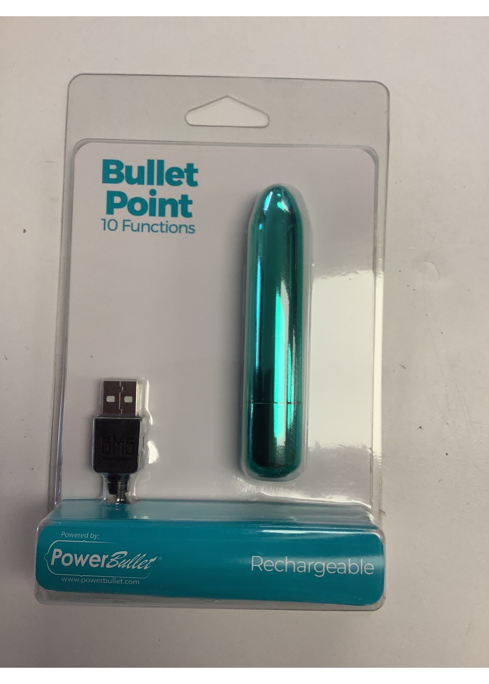Power Bullet Bullet Point Rechargeable Bullet - 10 Functions Teal