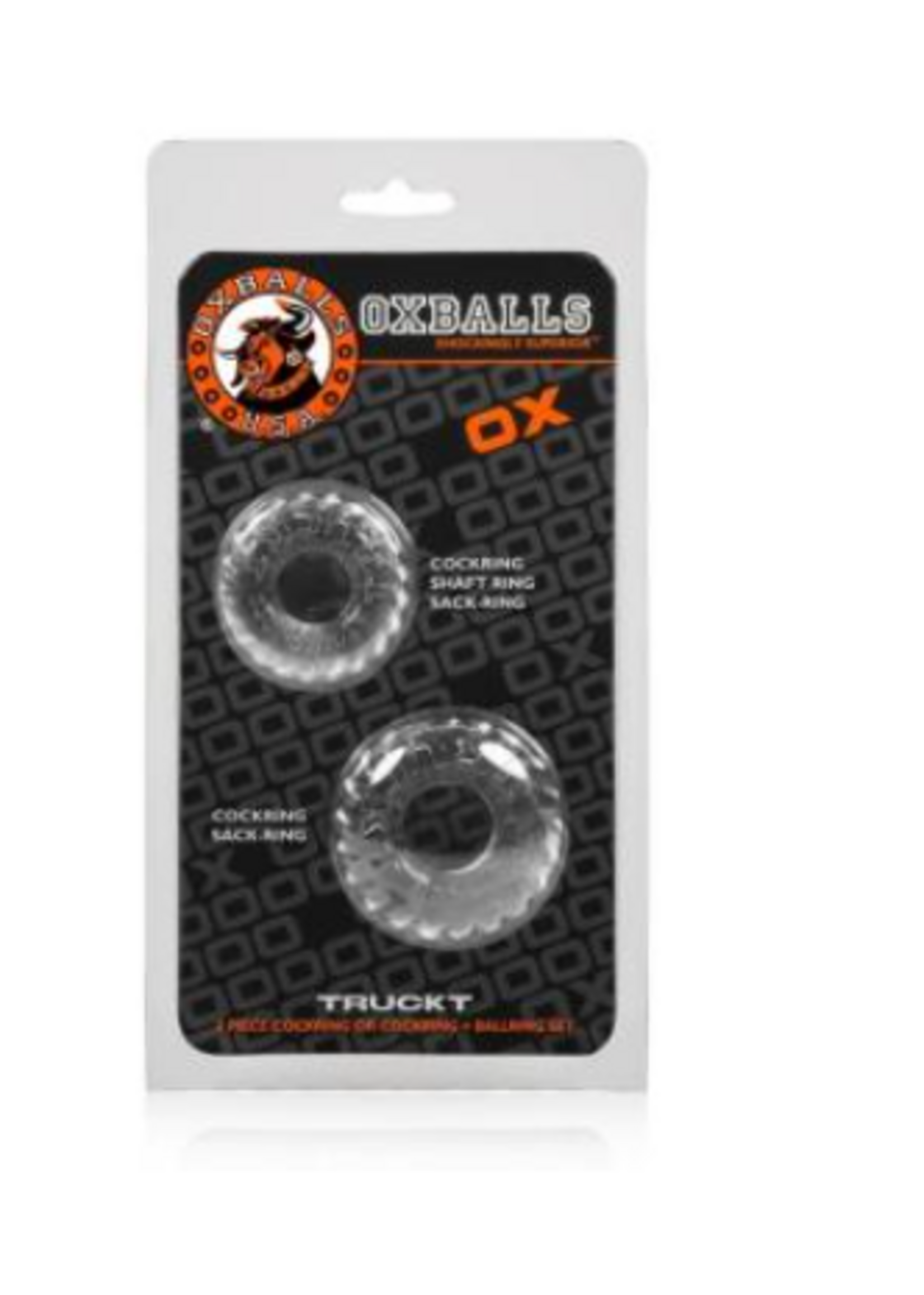 Oxballs Truckt 2 Piece Cockring Set Atomic Jock - Clear
