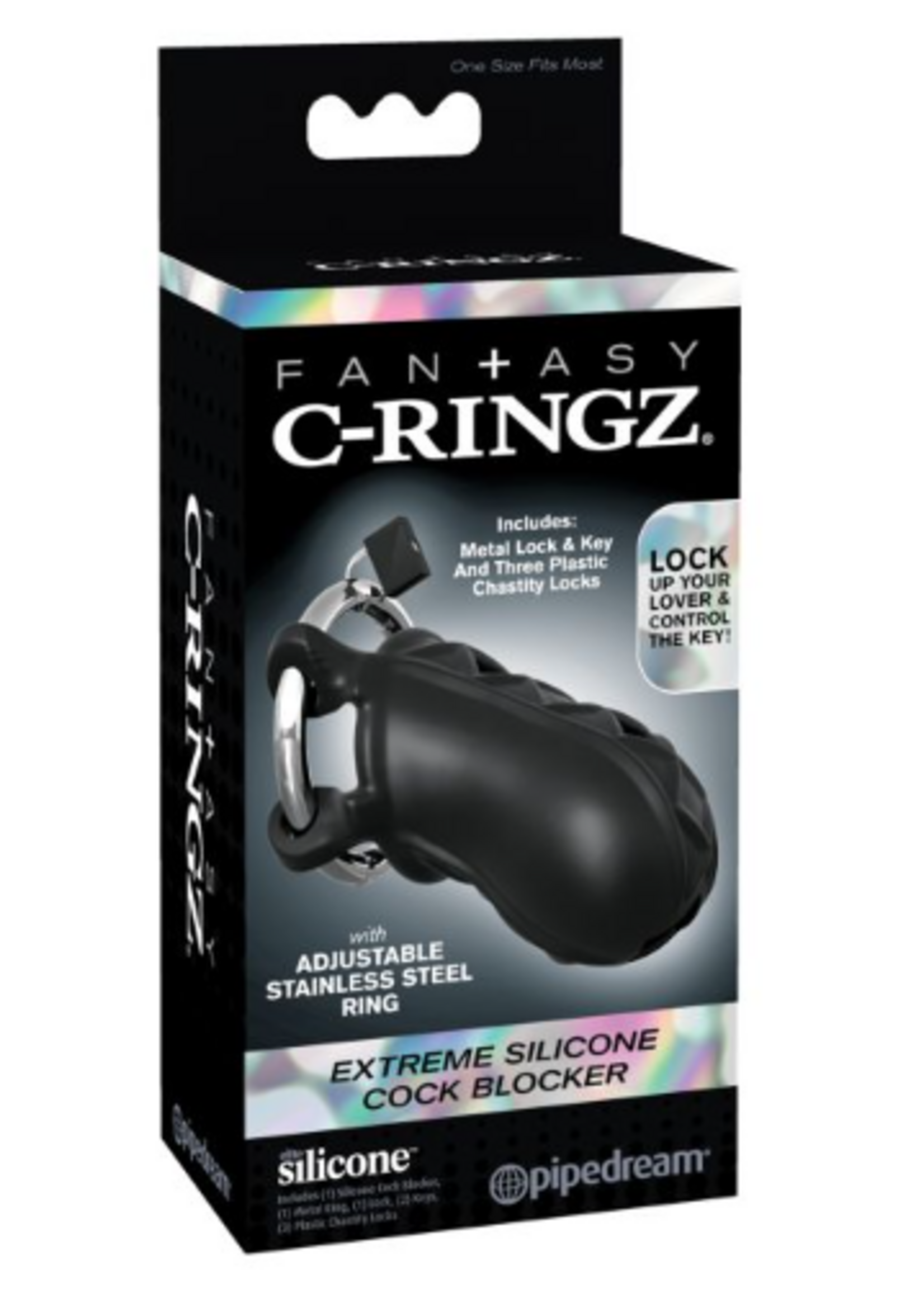 C Ringz Fantasy C-Ringz Extreme Silicone Cock Blocker - Black