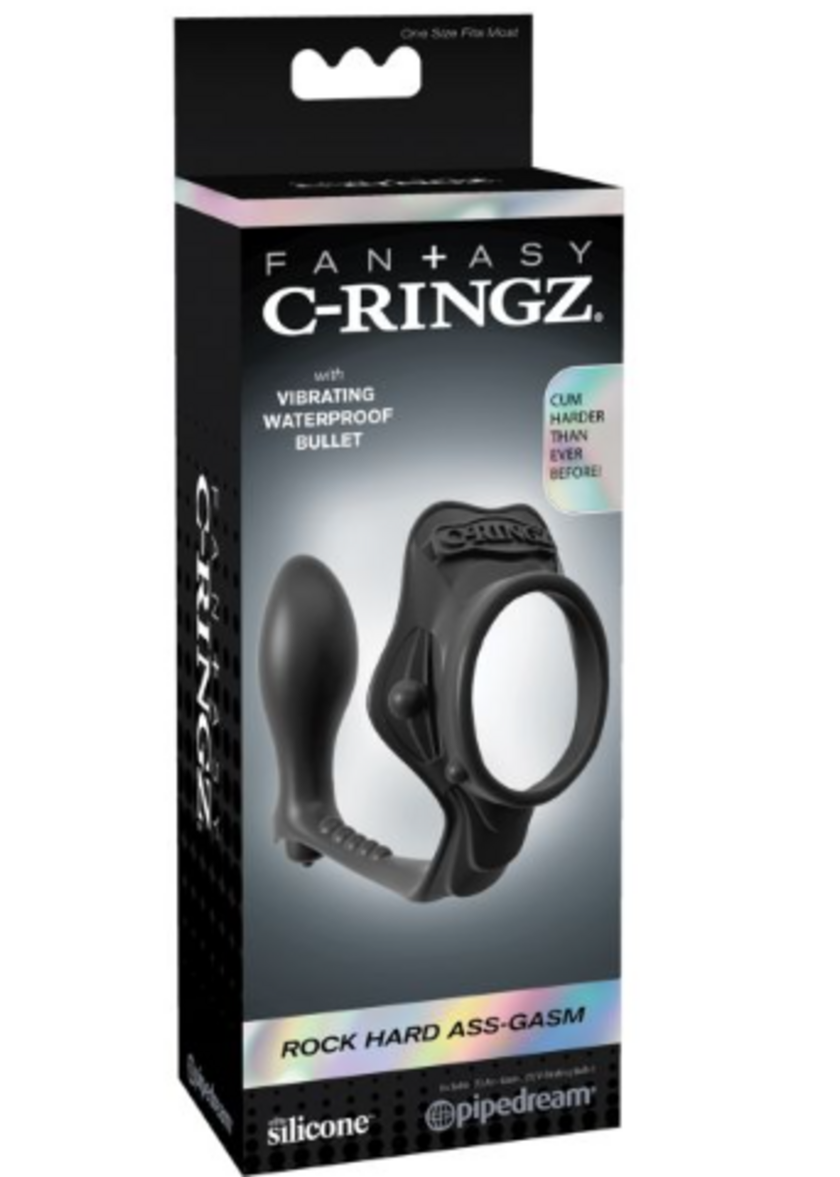 C Ringz Fantasy C-Ringz Rock Hard Ass-Gasm Vibrating Ring - Black