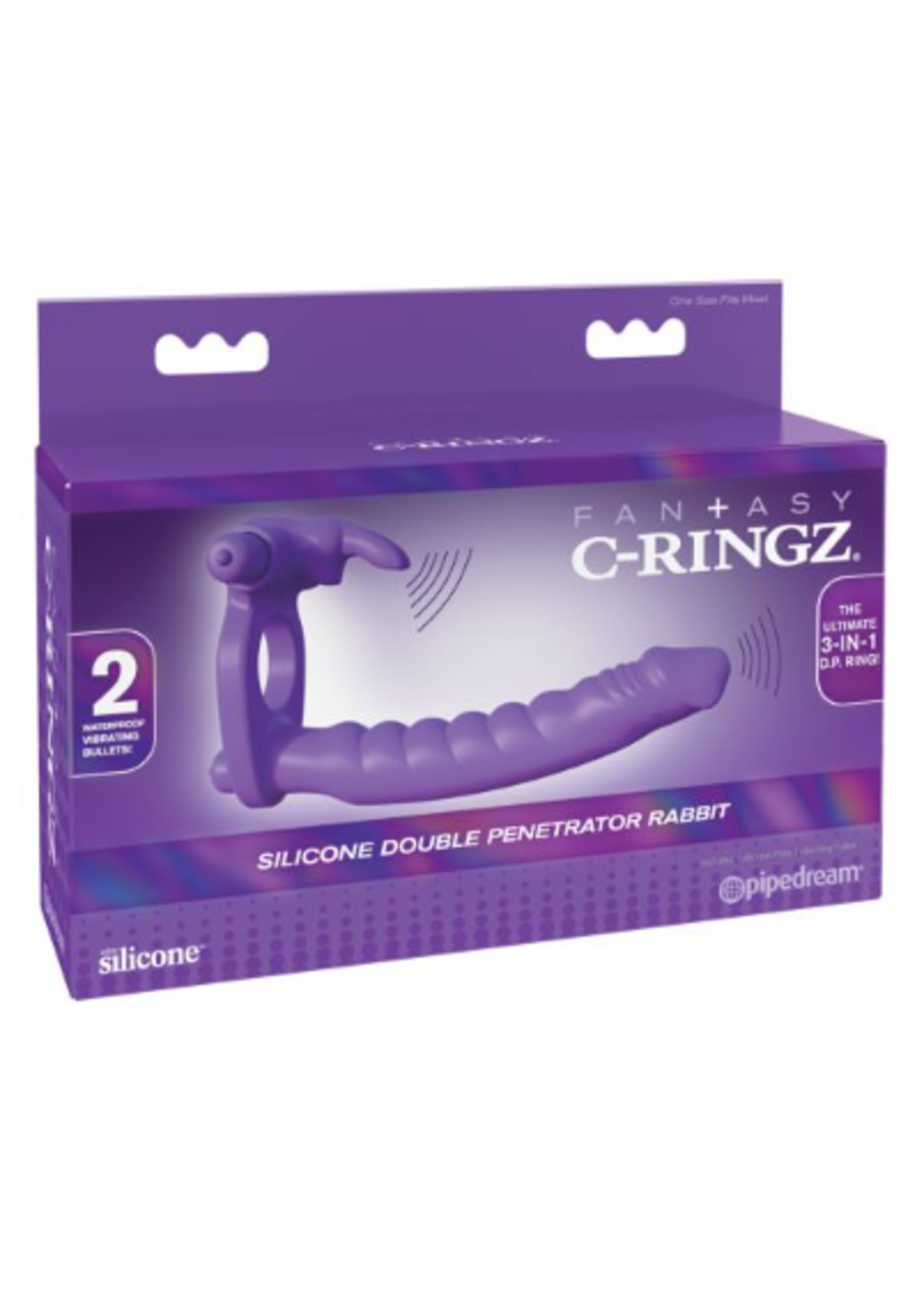 C Ringz Fantasy C-Ringz Silicone Double Pene Rabbit - Purple