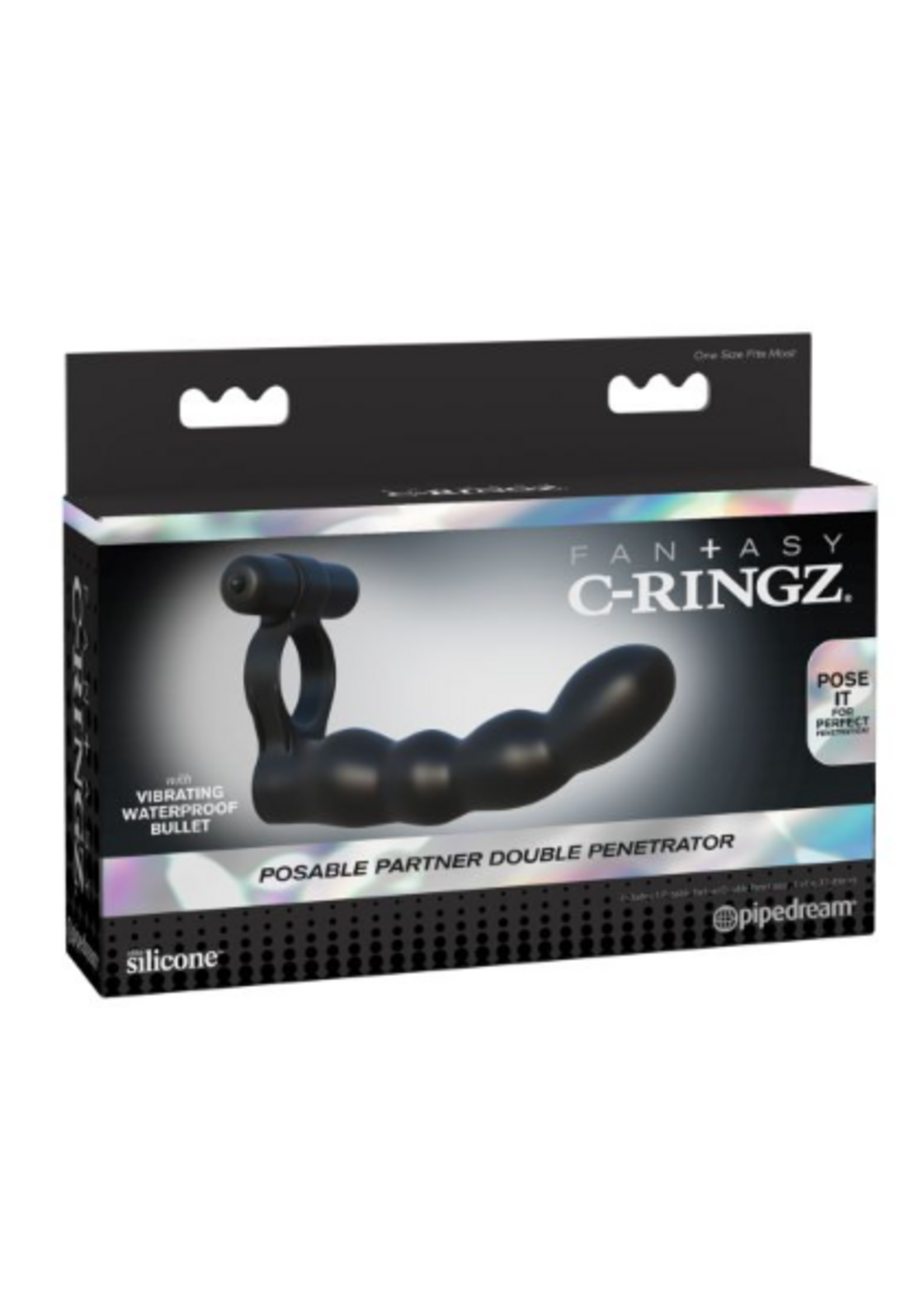C Ringz Fantasy C-Ringz Posable Partner Double Penetrator - Black