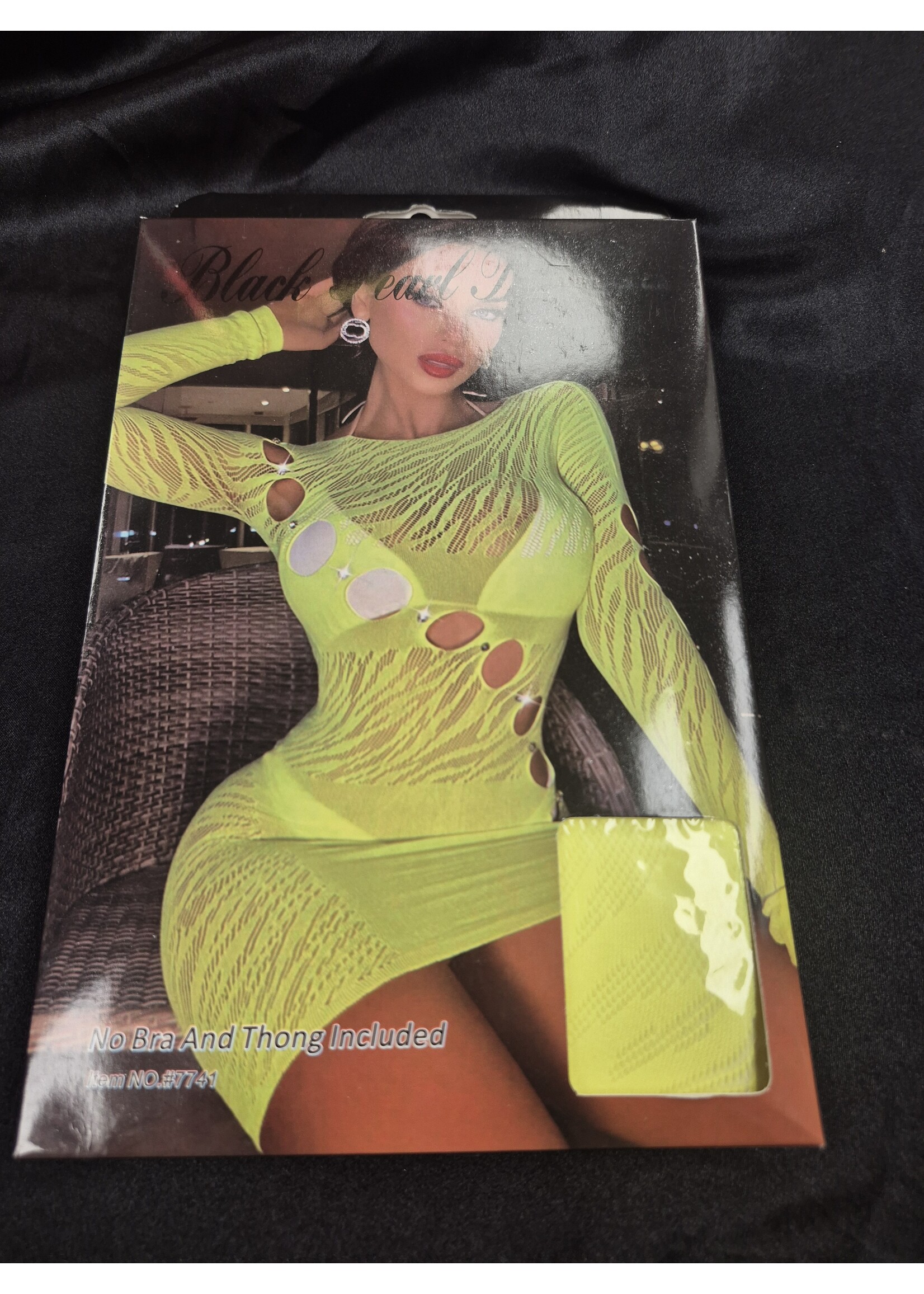 Black Pearl Black Pearl  - Cut out Tiger stripped Dress  - Lime Green