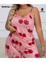 Slumberry CURVE Plus Size Women's Cherry Print Pajama Set