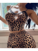 Dream Adore European & American Style Lace & Leopard Print Camisole & Shorts PJS For Women Leopard Print Two