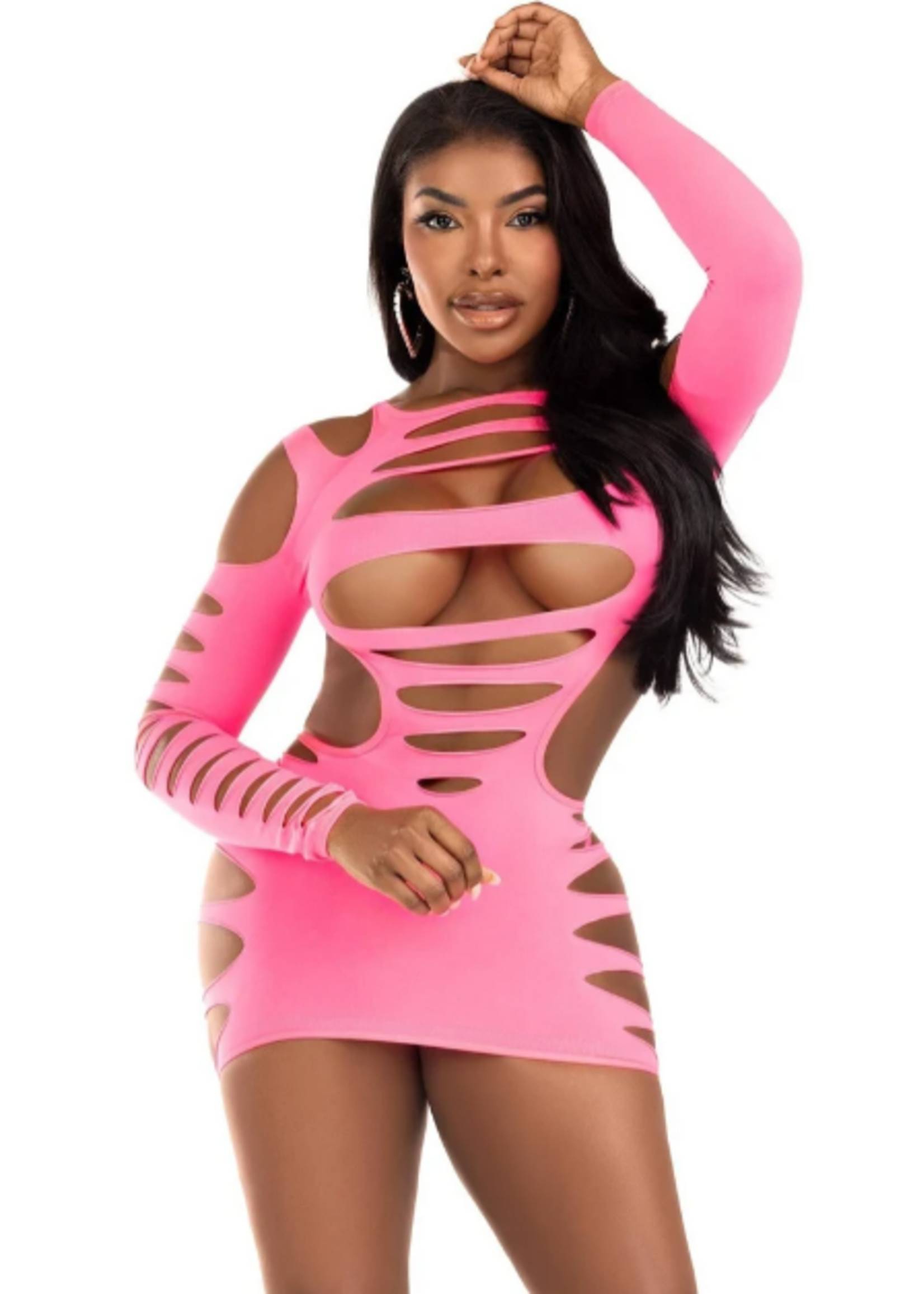 Leg Avenue 87211 Shredded Cut-Out Mini Dress Pink