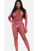 Leg Avenue 89325 2pc Net Crop Top and Footless Tights