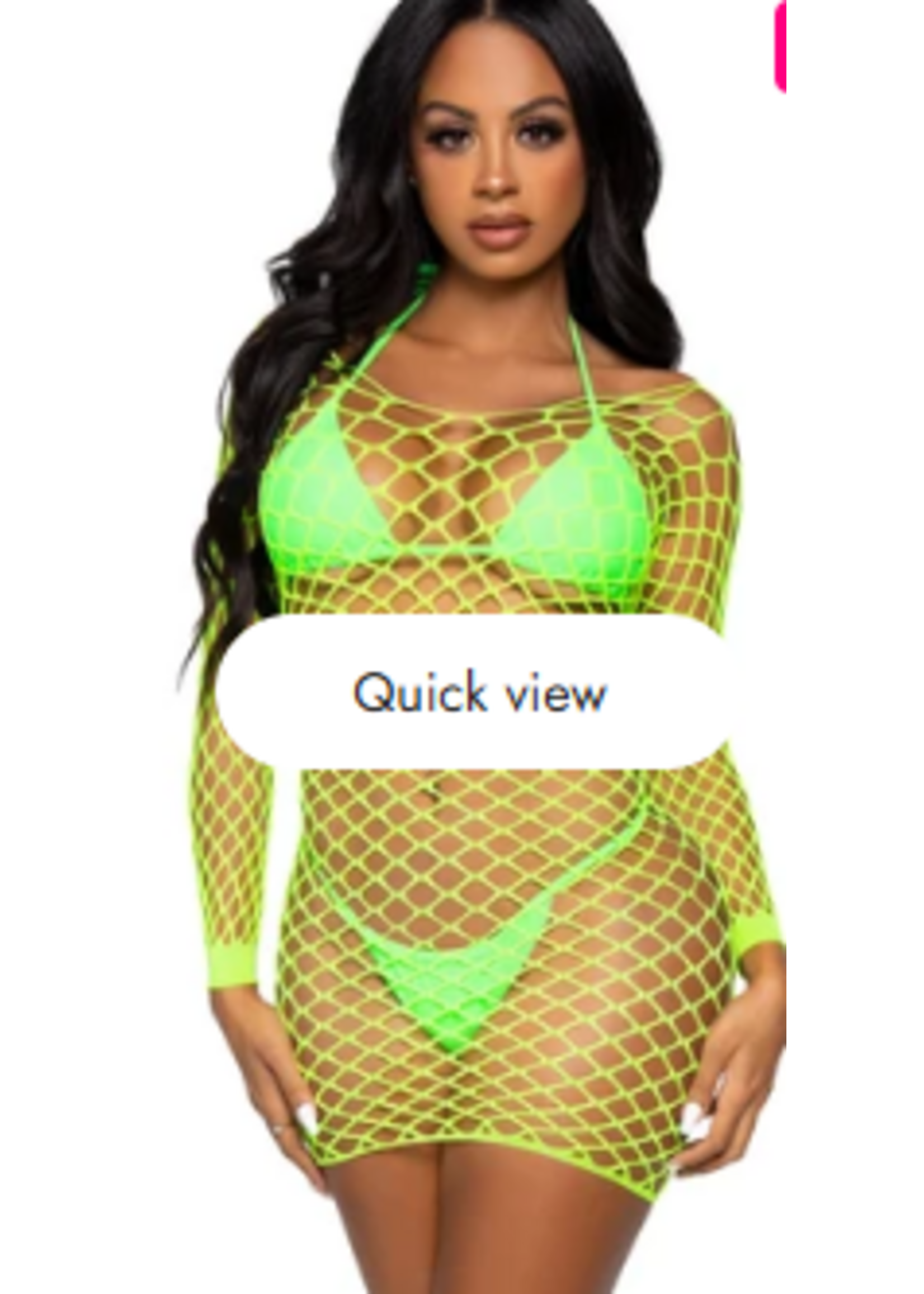 Leg Avenue 86128 Fence Net Mini Dress Neon Green