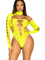 Leg Avenue 89310 Cut Out Thong Back Body Suit Neon Green