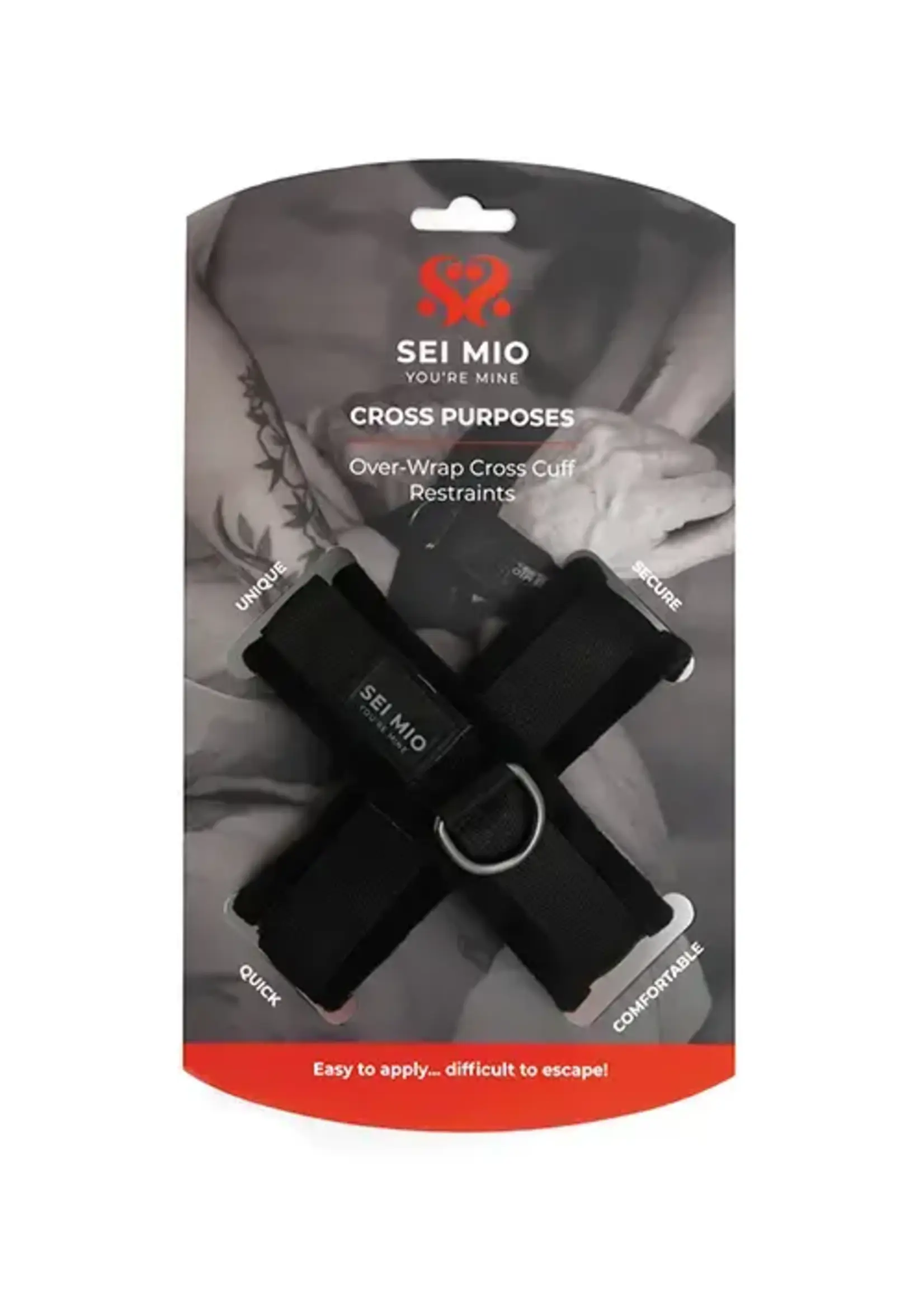 Sei Mio Sei Mio Cross Purposes Unique Over-Wrap Cross Cuff Restraints - Black